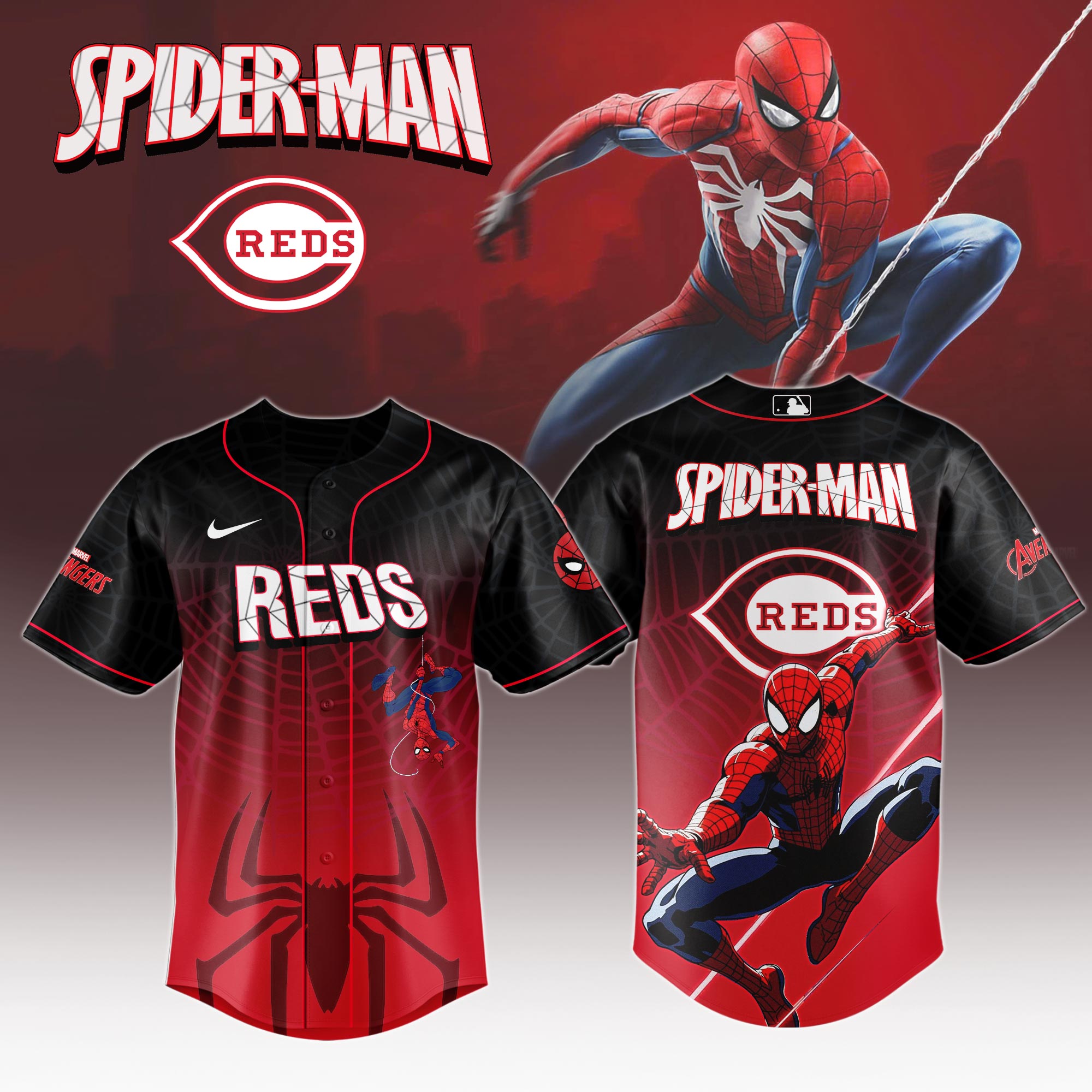 Cincinnati Reds X Spider Man Game Night Special Edition Jersey MS06547
