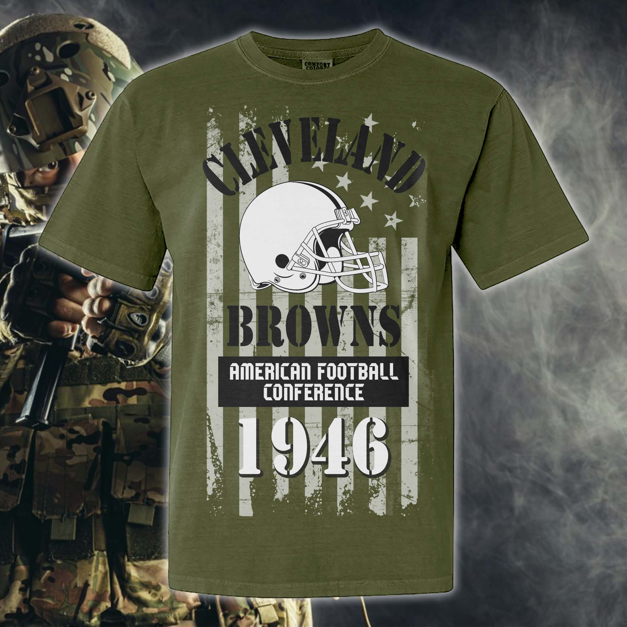 Cleveland Browns Green Armed Forces NFL T-shirt PT67848