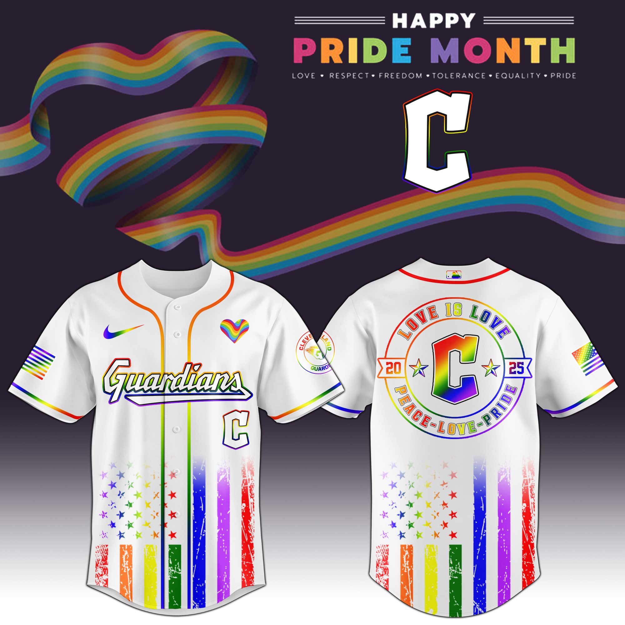Cleveland Guardians Mlb X Happy Pride Month Limited Edition Jersey 2025 PT68132