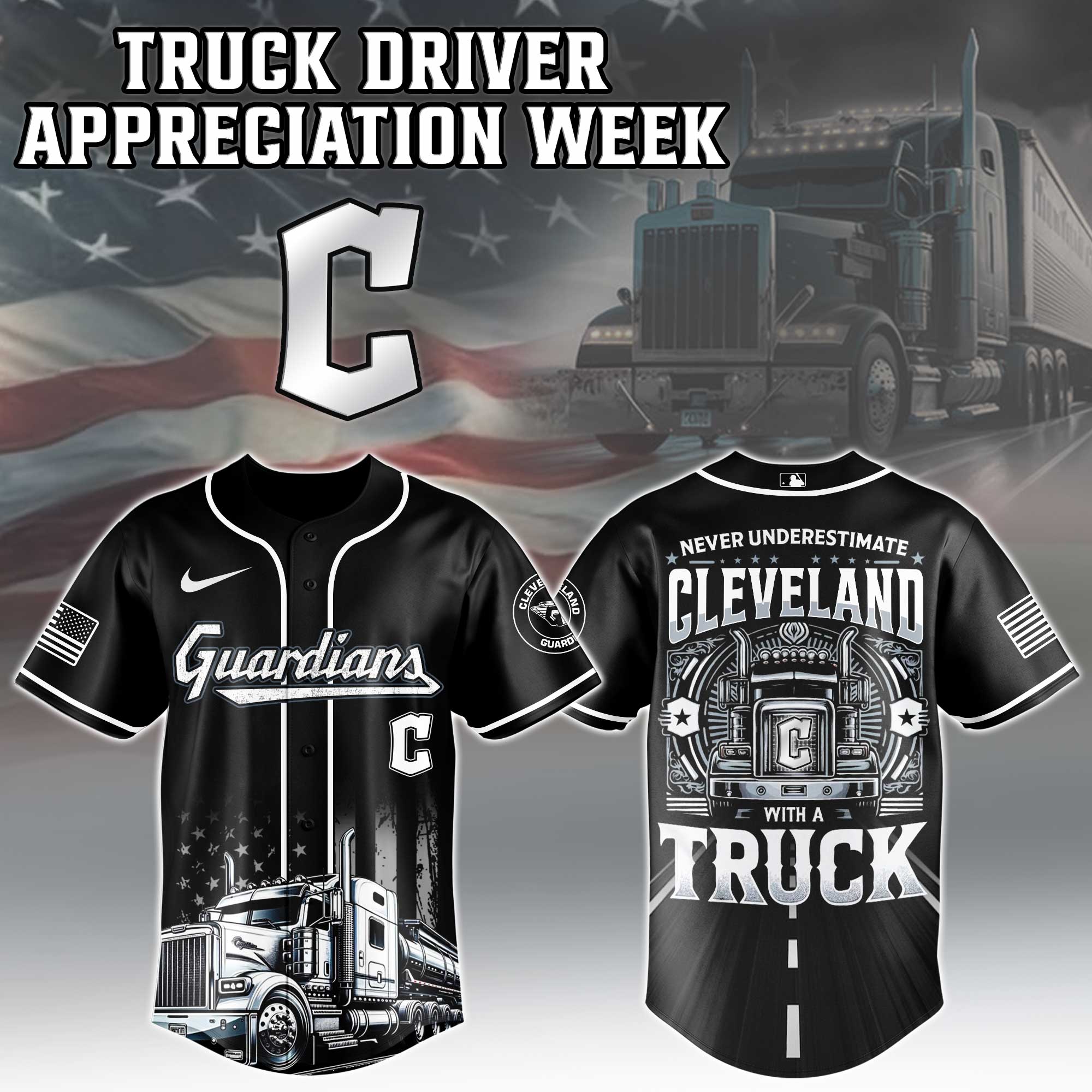 Cleveland Guardians Mlb X Nation Truck Driver Appreciation Week Limited Edition Jersey 2025 PT68101