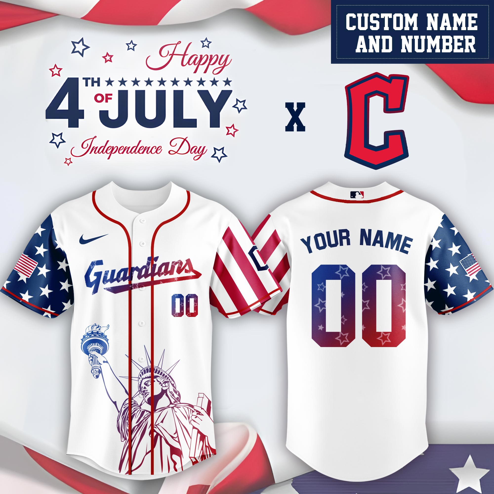 Cleveland Guardians Special Independence Day Limited Edition Jersey #2 PT68883