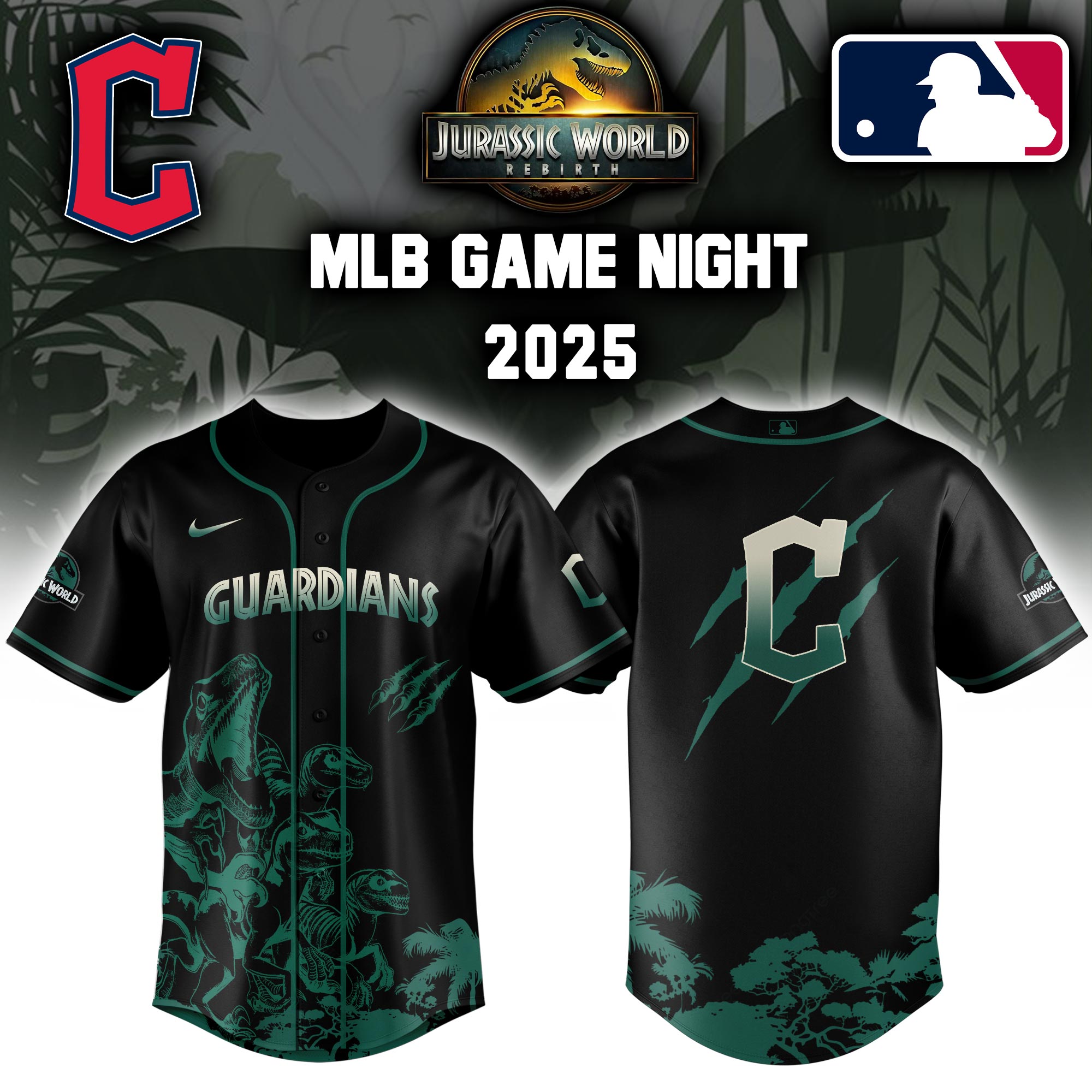 Cleveland Guardians X Jurassic World Baseball Jersey Colab 2025 Editons Limited V2 PT70177