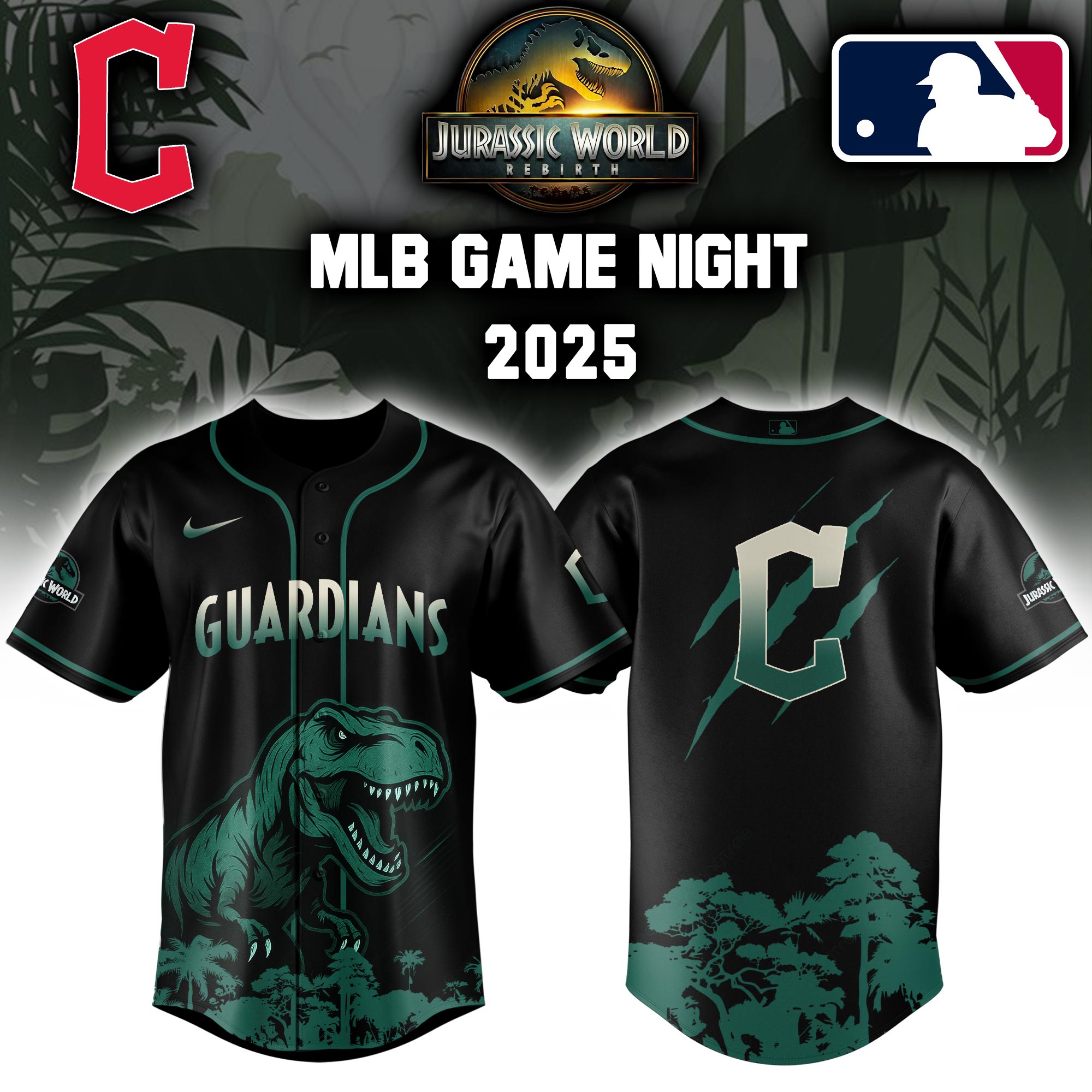 Cleveland Guardians X Jurassic World Baseball Jersey Colab 2025 Editons Limited PT70176