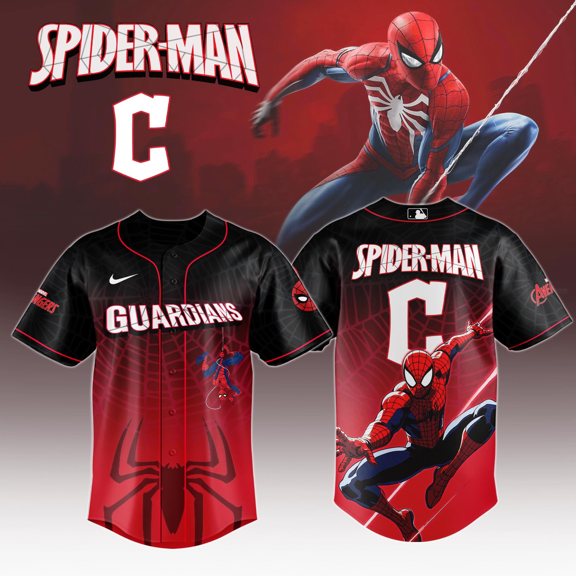 Cleveland Guardians X Spider Man Game Night Special Edition Jersey MS06548