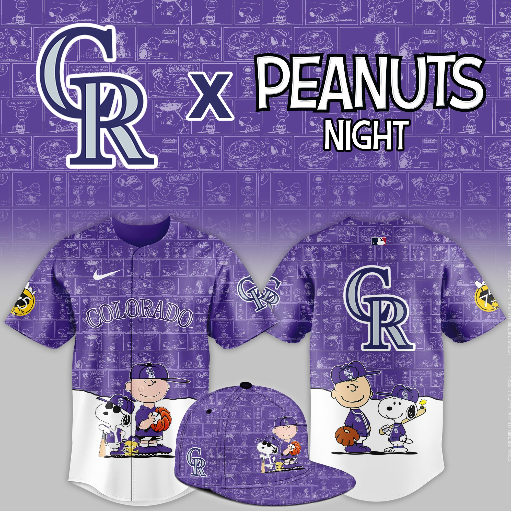 Colorado Rockies 2025 Peanuts Night Event Limited Jersey PT68380