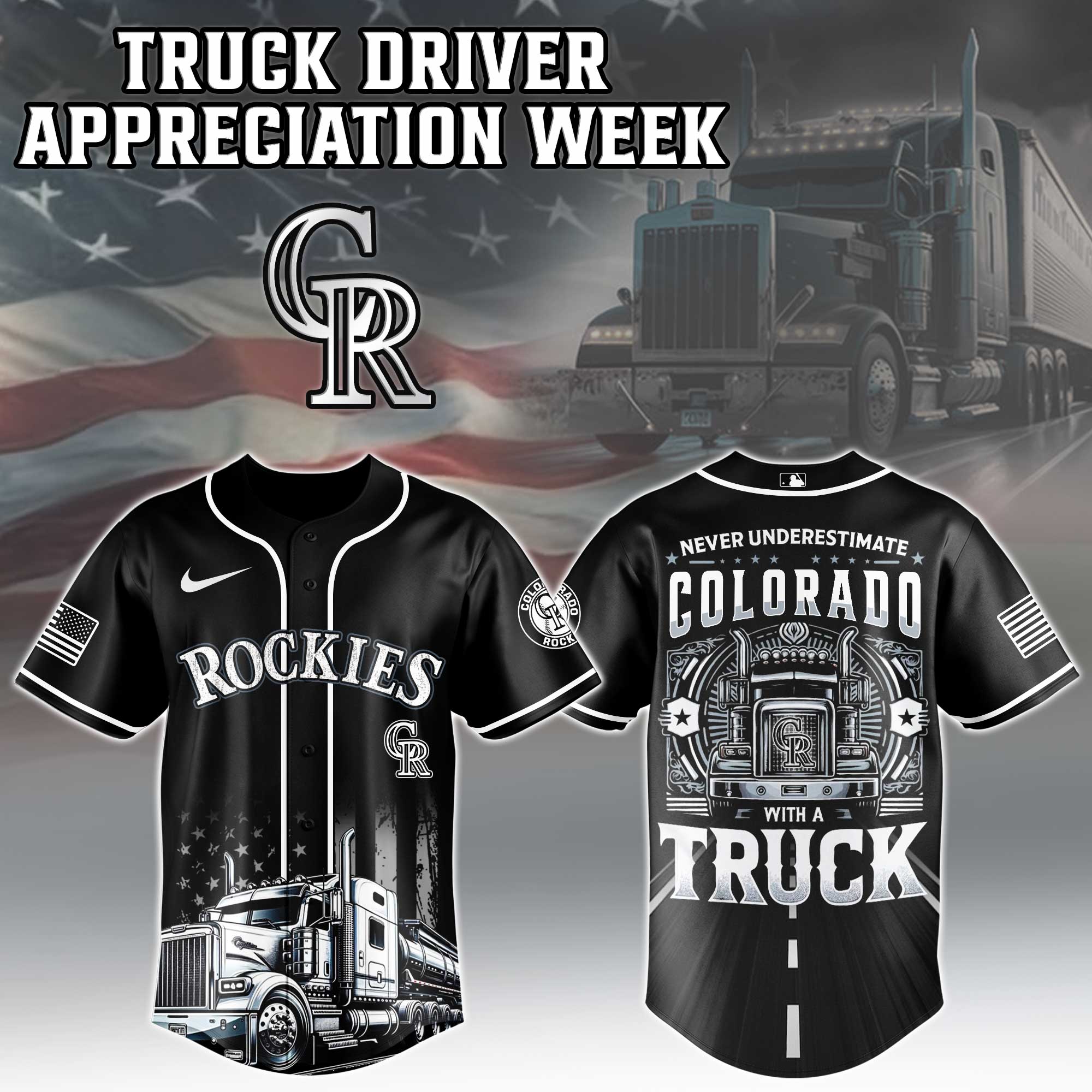 Colorado Rockies Mlb X Nation Truck Driver Appreciation Week Limited Edition Jersey 2025 PT68102