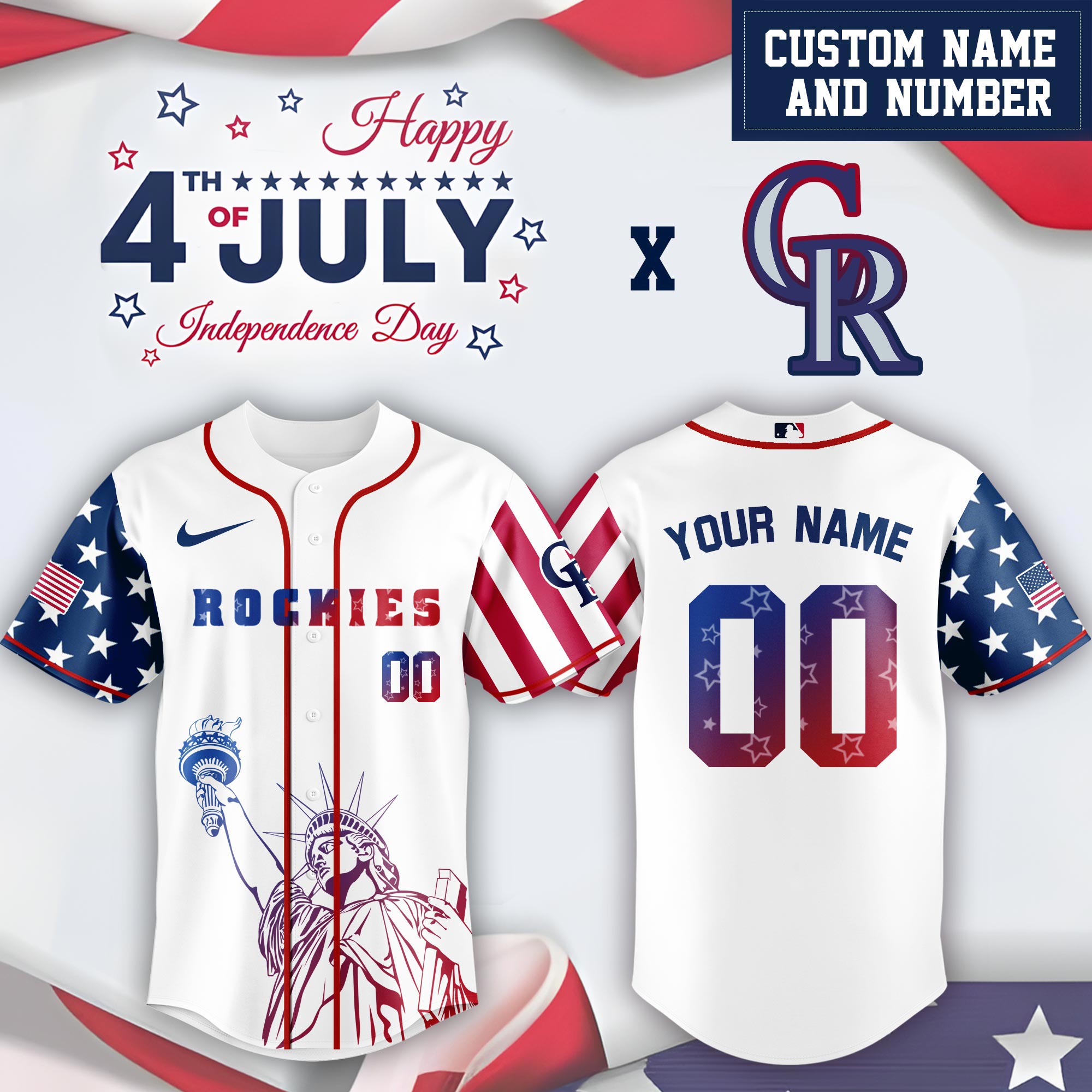 Colorado Rockies Special Independence Day Limited Edition Jersey #2 PT68885