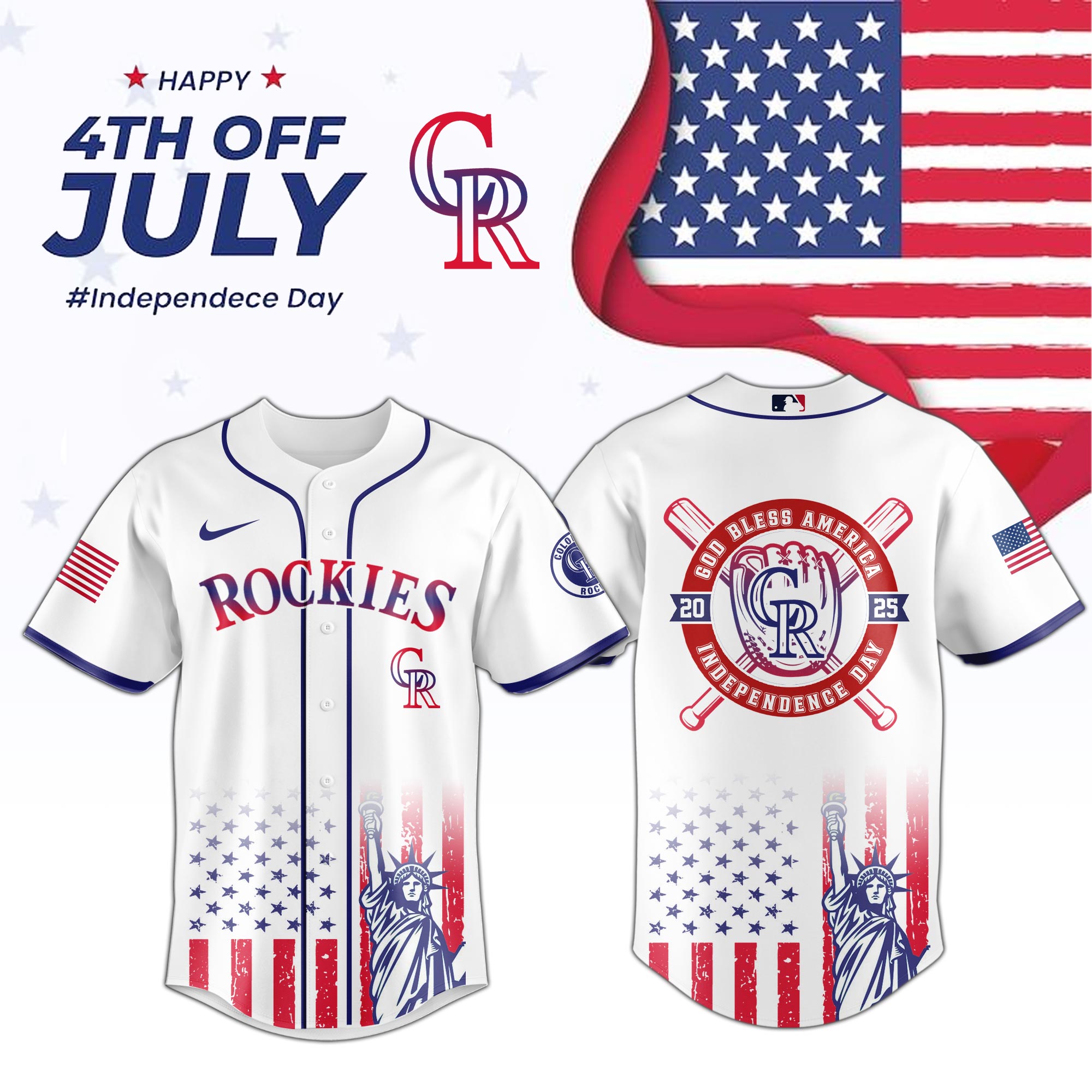 Colorado Rockies Special Independence Day Limited Edition Jersey PT68884