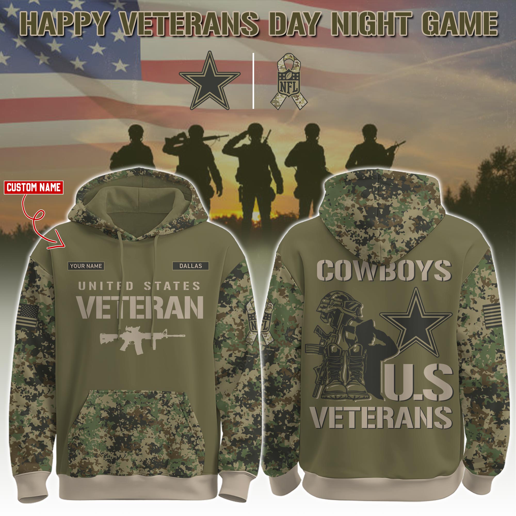 Dallas Cowboys Veteran Day 2025 Hoodie Limited Edions PT76062