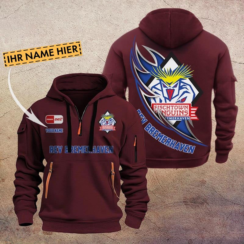 De Fischtown Pinguins Quarter Zip Hoodie PT70727