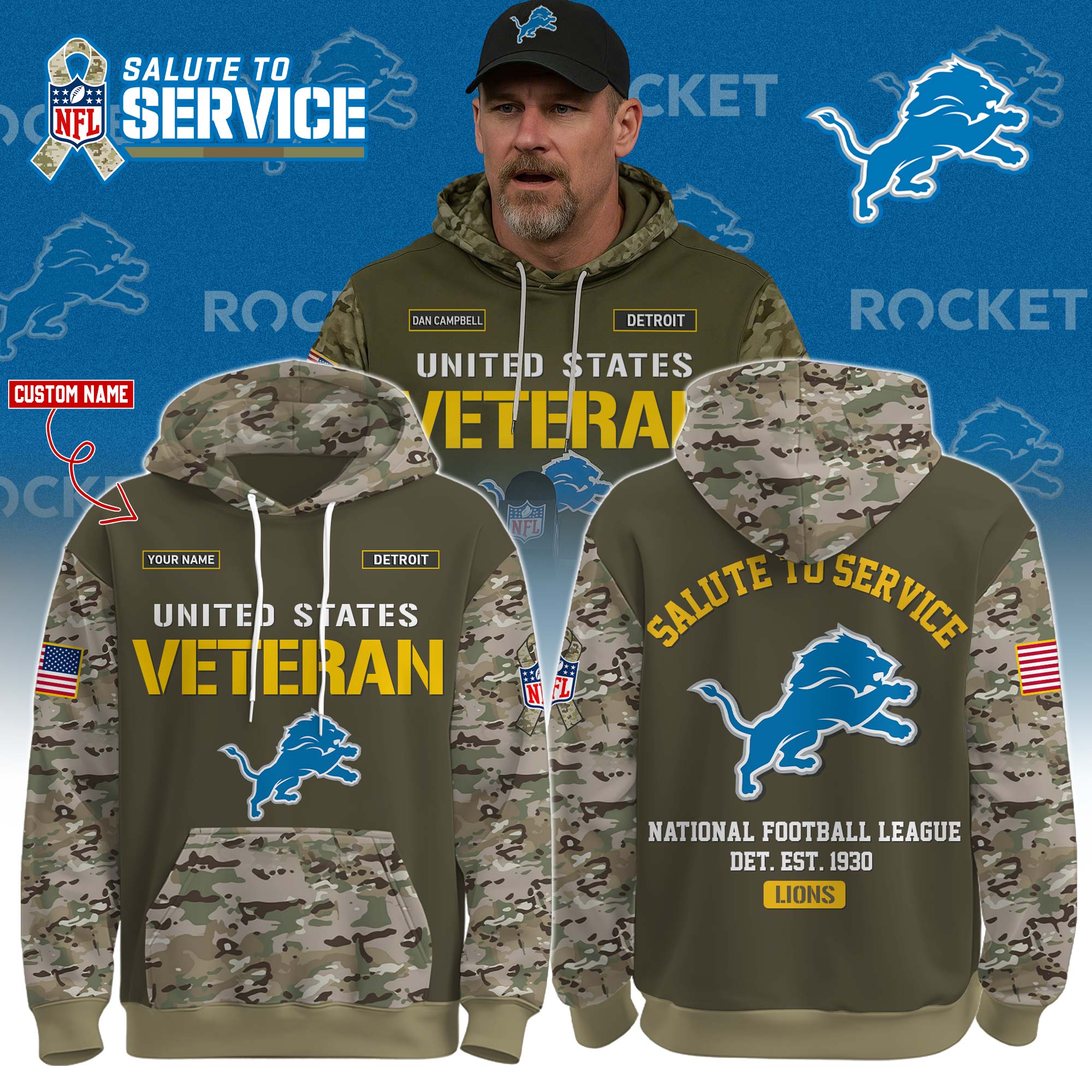 Detroit Lions Veteran Birthday Limited Editions Ver 3 PT76067