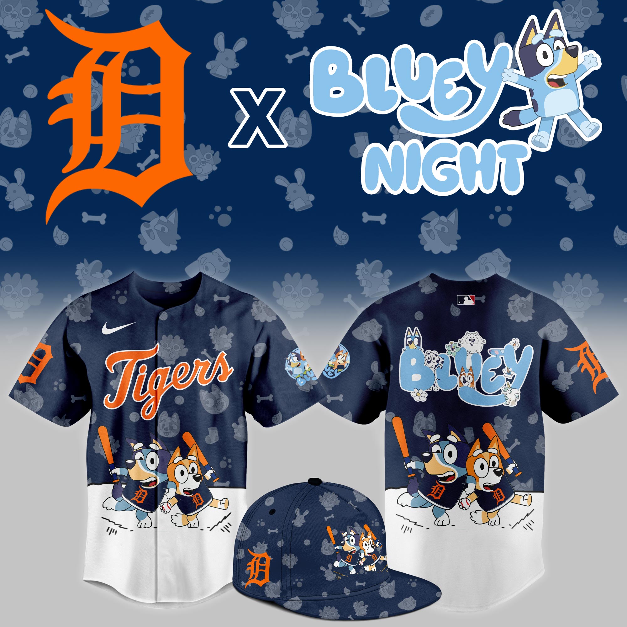 Detroit Tigers 2025 Bluey Night Event Limited Jersey PT68351