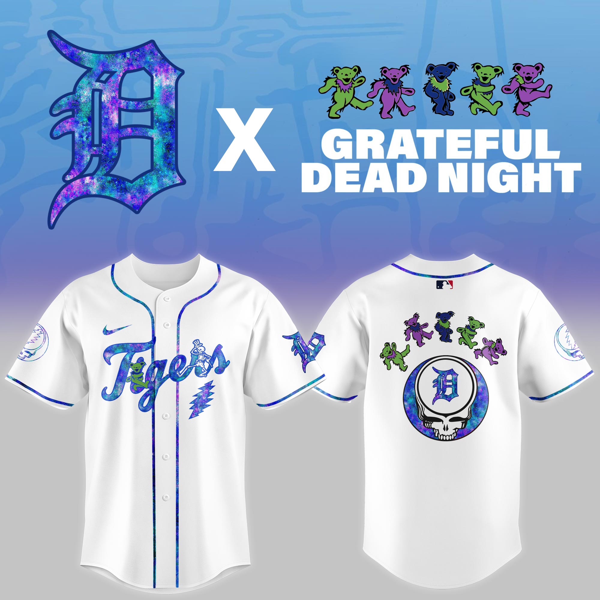 Detroit Tigers 2025 Grateful Dead Night Limited Jersey PT68324