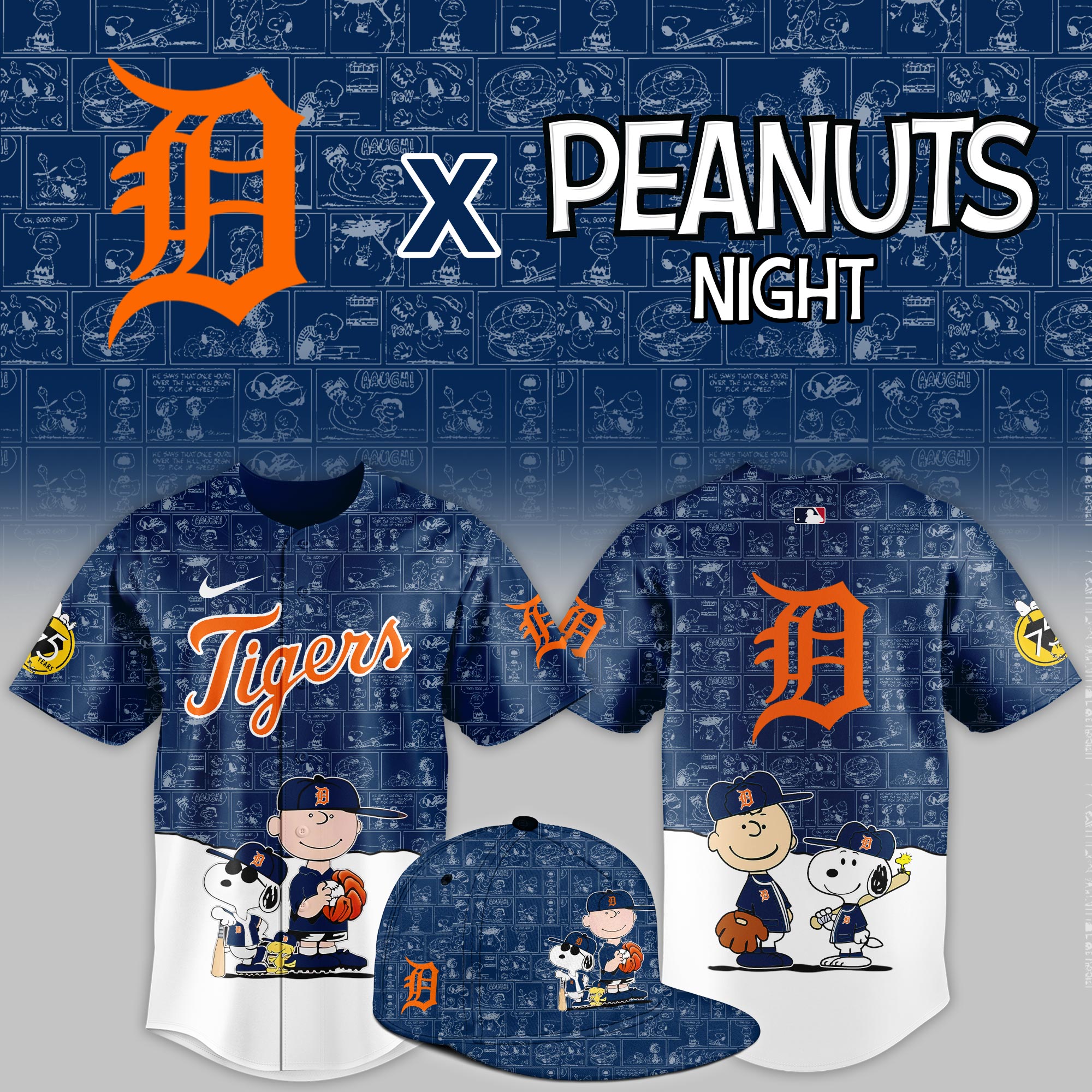 Detroit Tigers 2025 Peanuts Night Event Limited Jersey PT68381