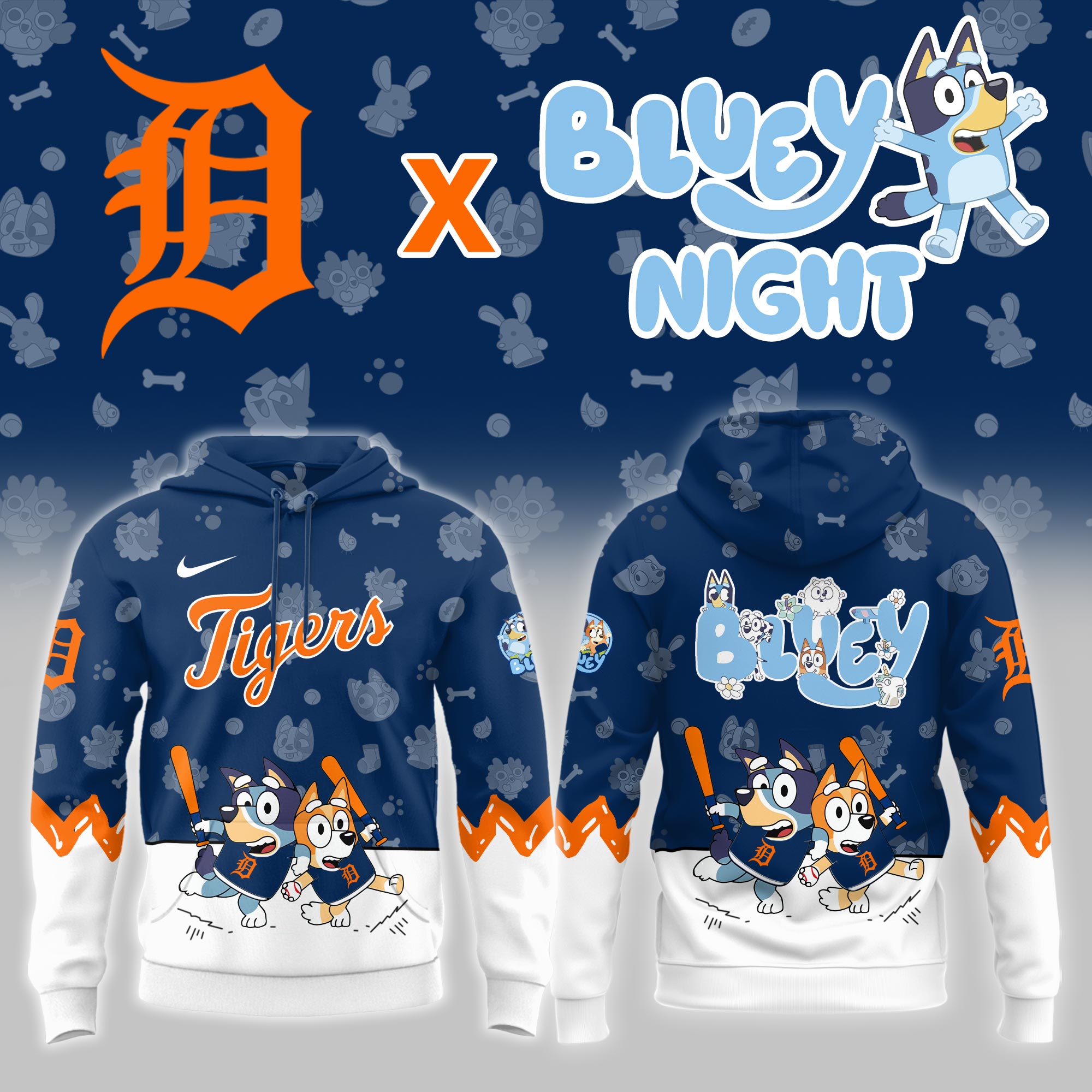 Detroit Tigers Bluey Night Limited Hoodie PT68407