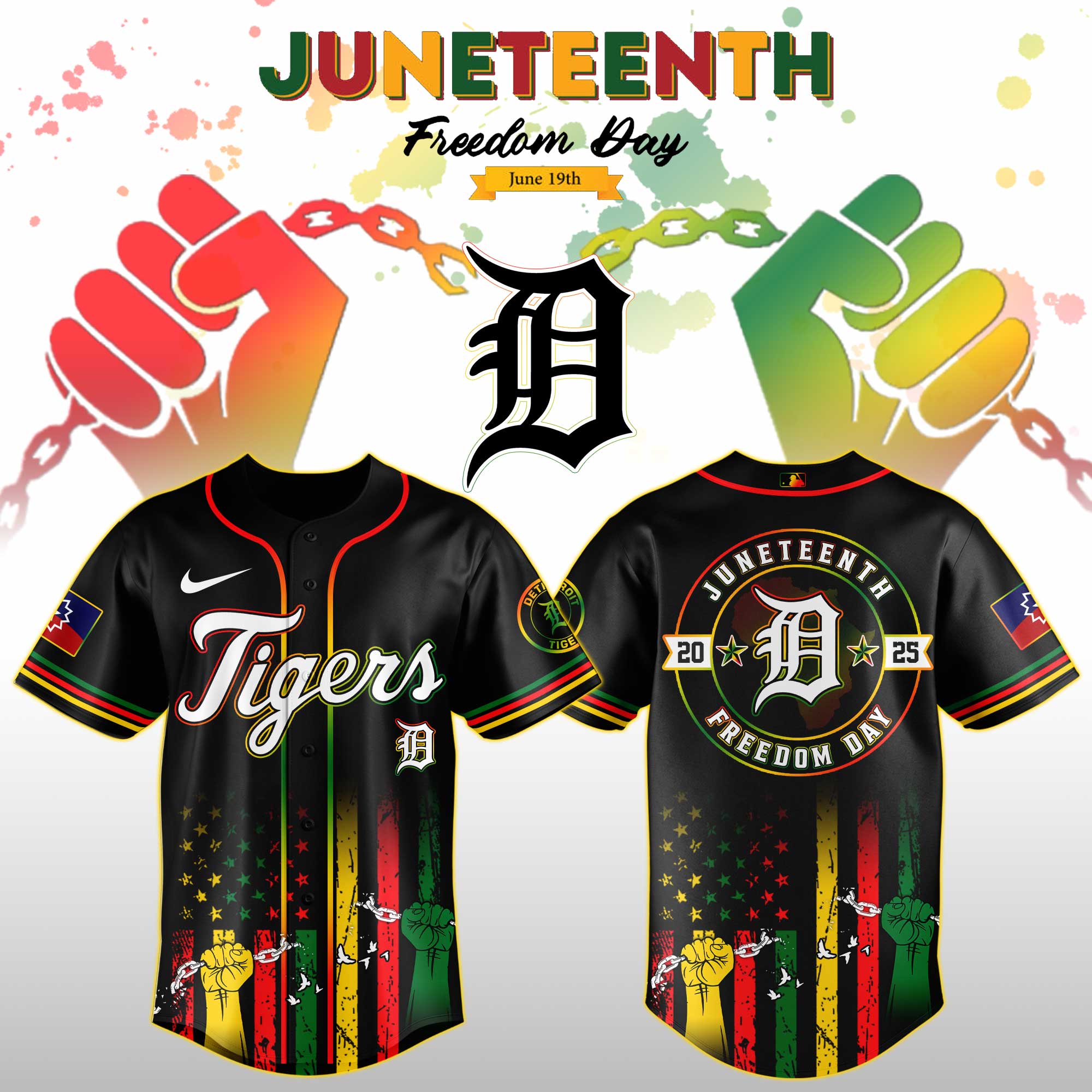 Detroit Tigers Mlb X Juneteenth Day Jersey Edition Jersey 2025 PT67718