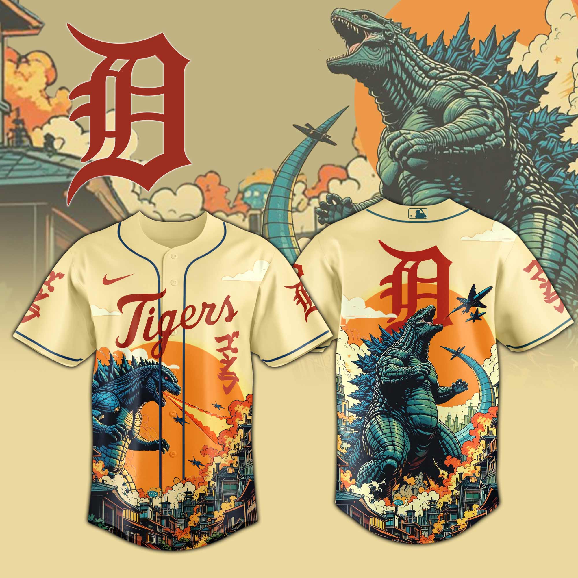 Detroit Tigers Special Godzilla Limited Edition Jersey PT72816