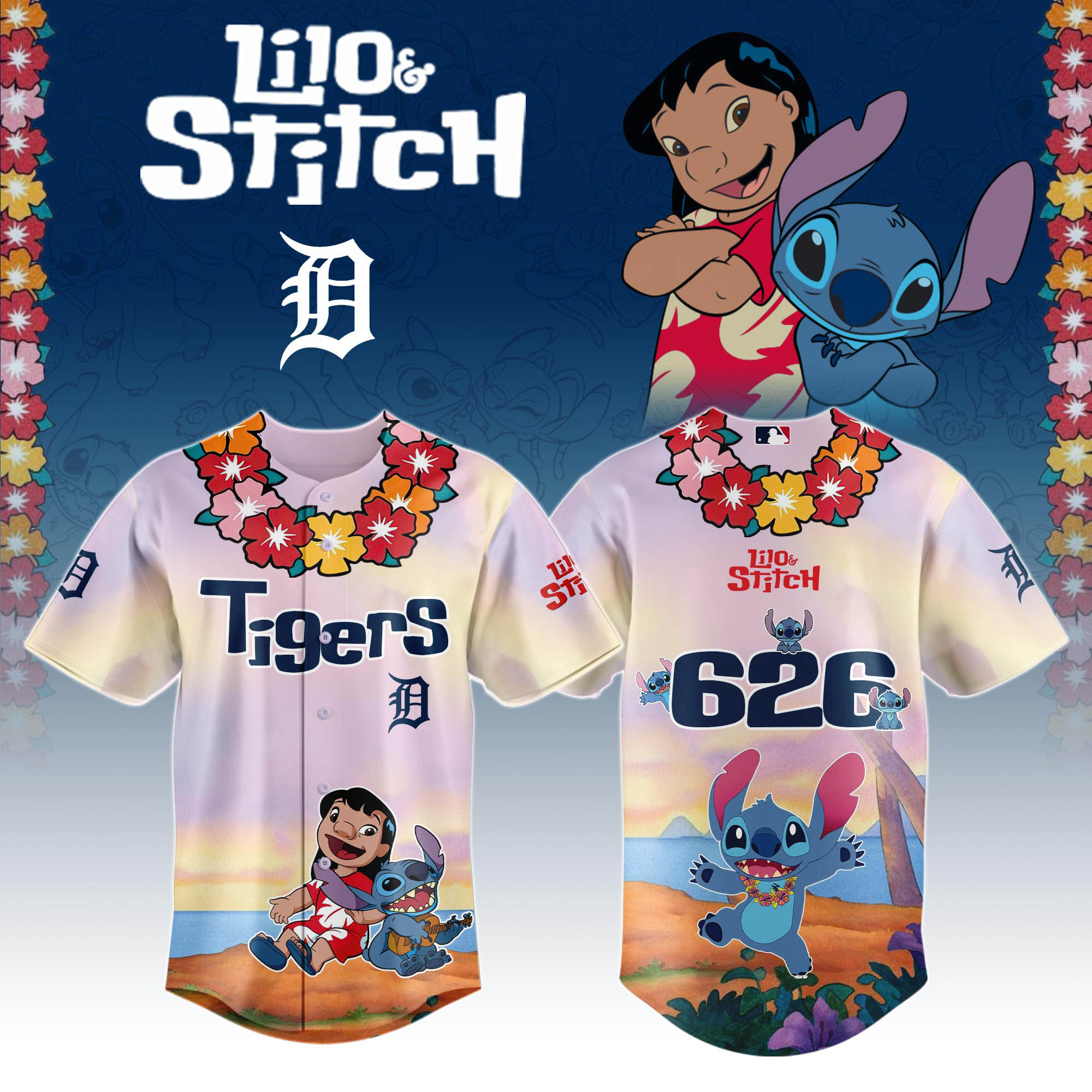 Detroit Tigers X Lilo & Stitch Special Edition Jersey 2025 MLB X Lilo & Stitch Jersey PT67921