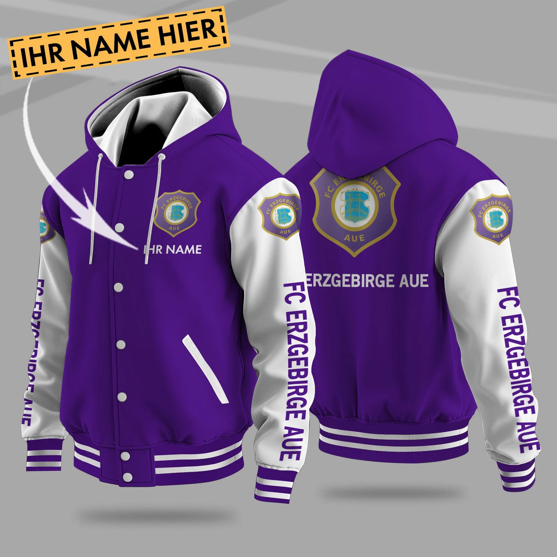 Fc Erzgebirge Aue Hooded Baseball Jacket PT71272