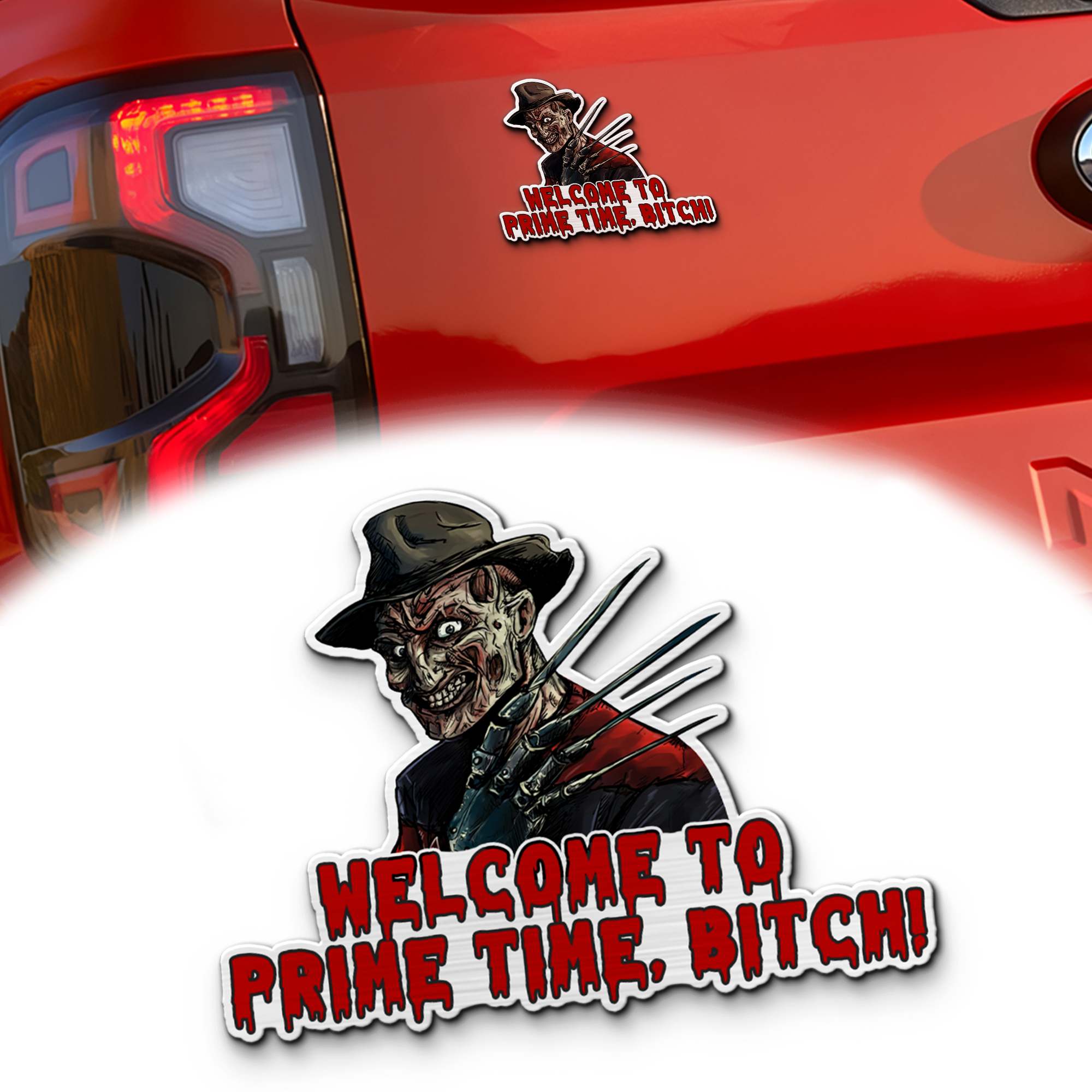 Freddy Krueger Signature And Iconic Quote Edition Laser Engraved Car Emblem MS10163