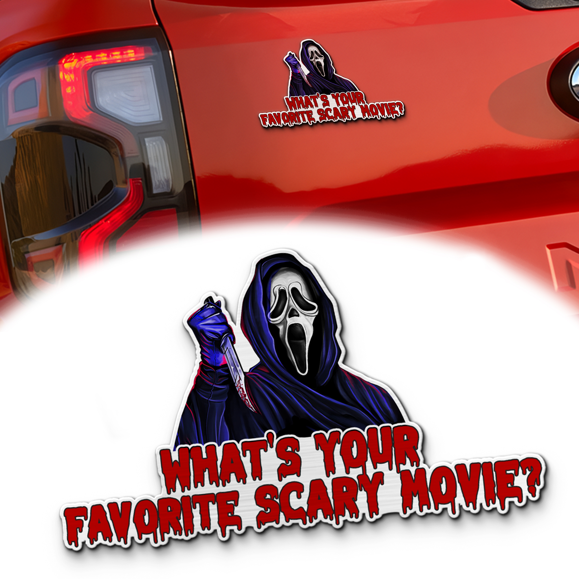Ghostface Signature And Iconic Quote Edition Laser Engraved Car Emblem MS10166