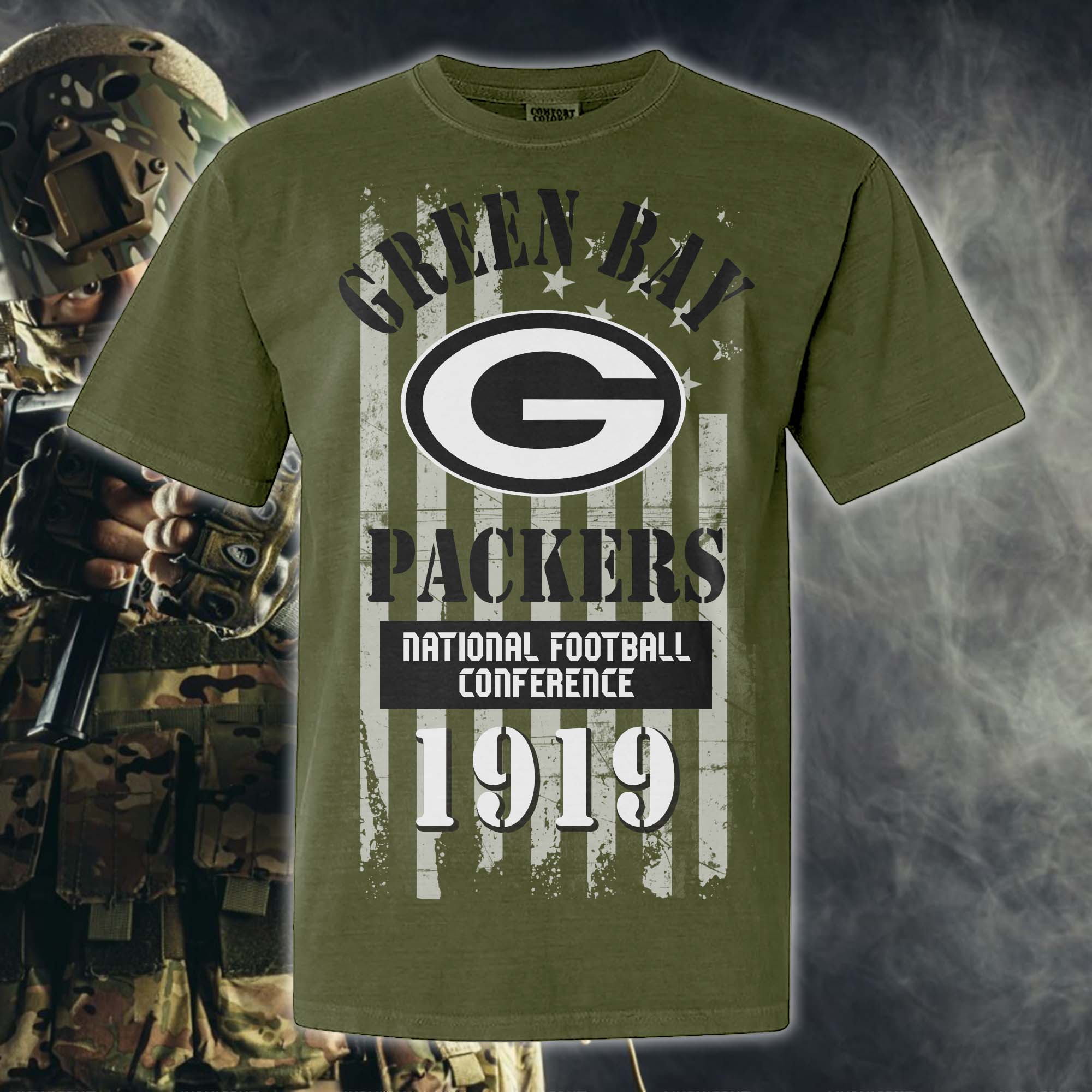 Green Bay Packers Green Armed Forces NFL T-shirt PT67852
