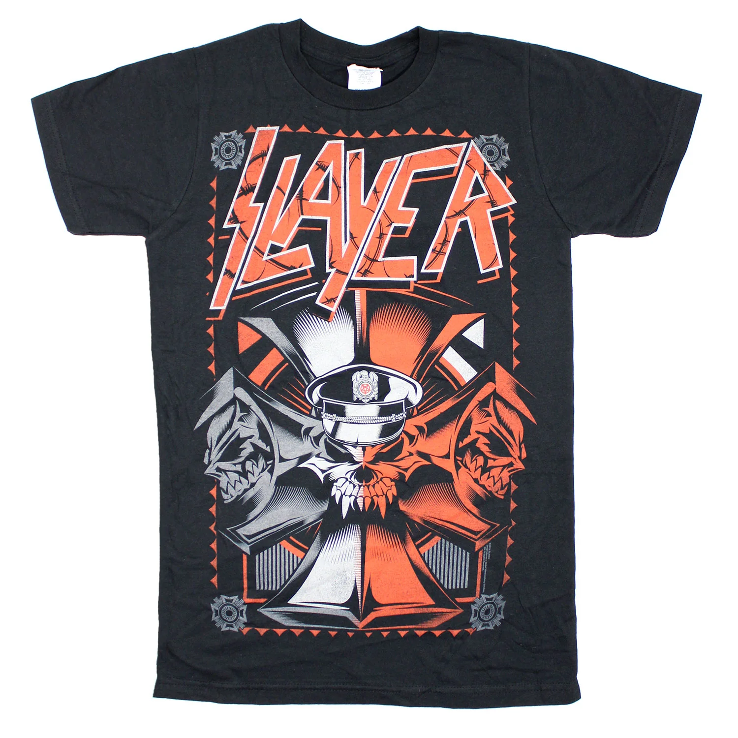 Grey & Red Iron Cross Skull T-shirt MS01207