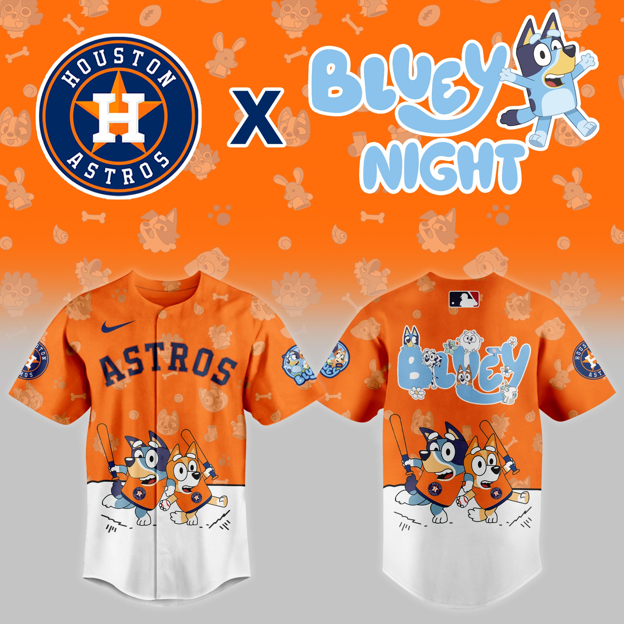 Houston Astros 2025 Bluey Night Event Limited Baseball Jersey PT68340