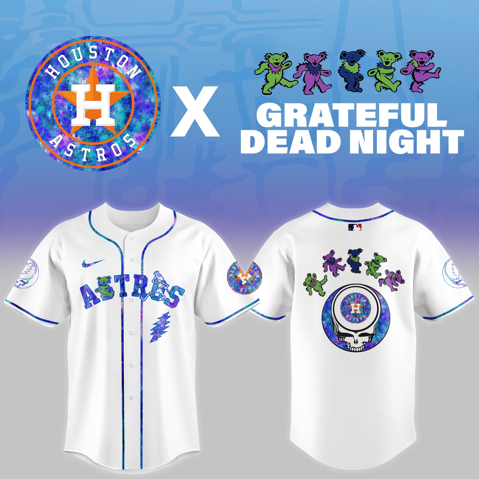 Houston Astros 2025 Grateful Dead Night Limited Jersey PT68310