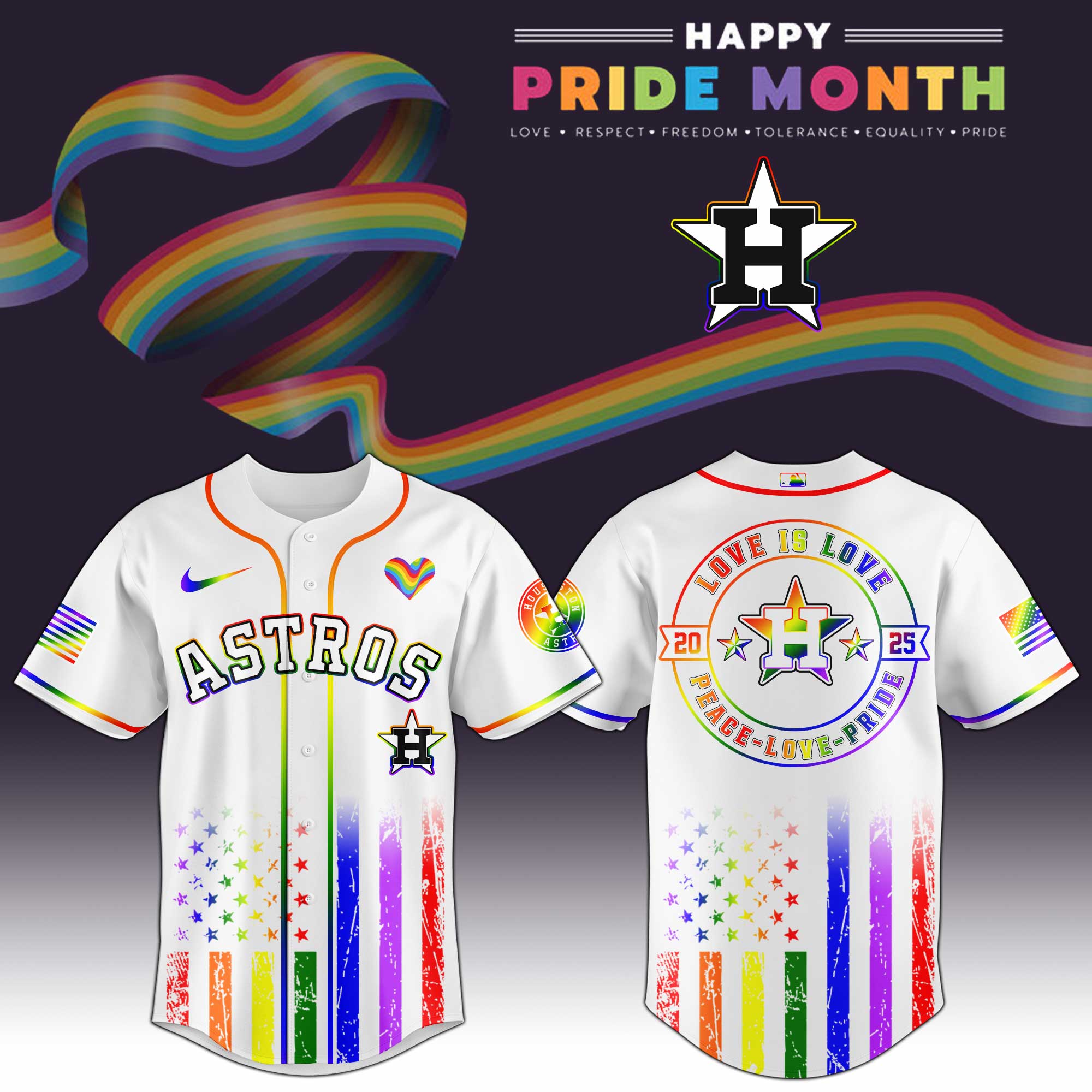 Houston Astros Mlb X Happy Pride Month Limited Edition Jersey 2025 PT68135