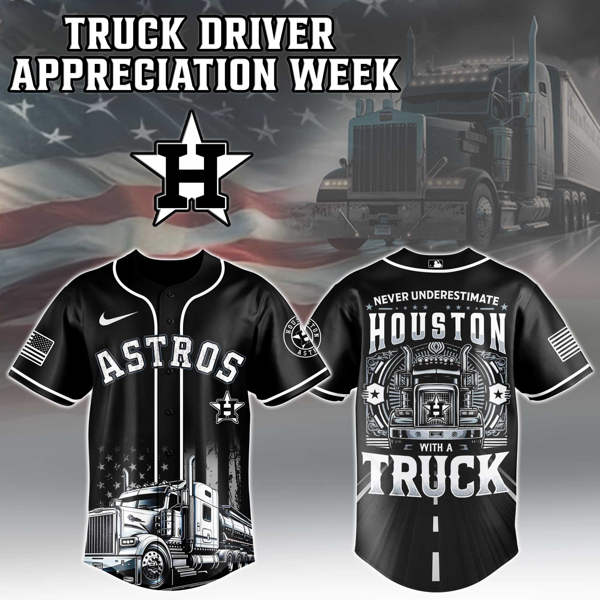 Houston Astros Mlb X Nation Truck Driver Appreciation Week Limited Edition Jersey 2025 PT68104