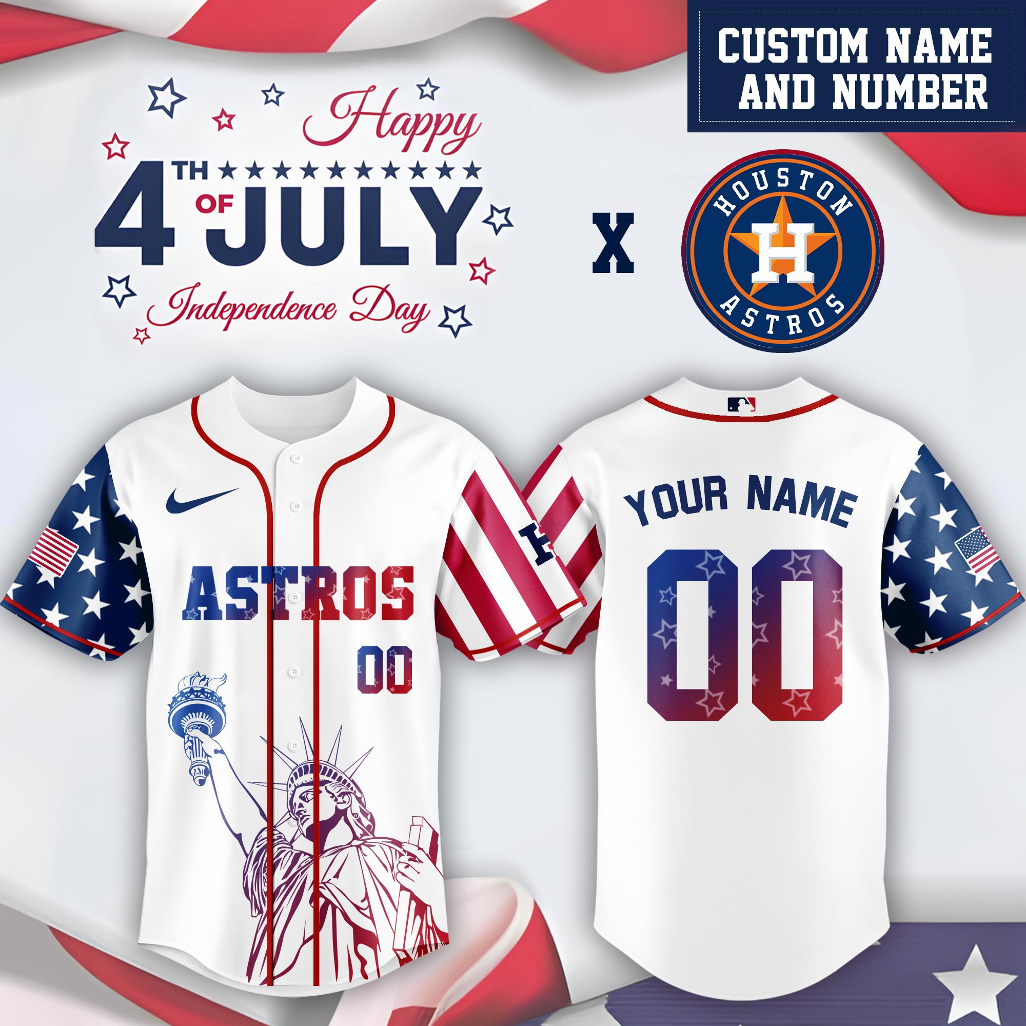 Houston Astros Special Independence Day Limited Edition Jersey #2 PT68859