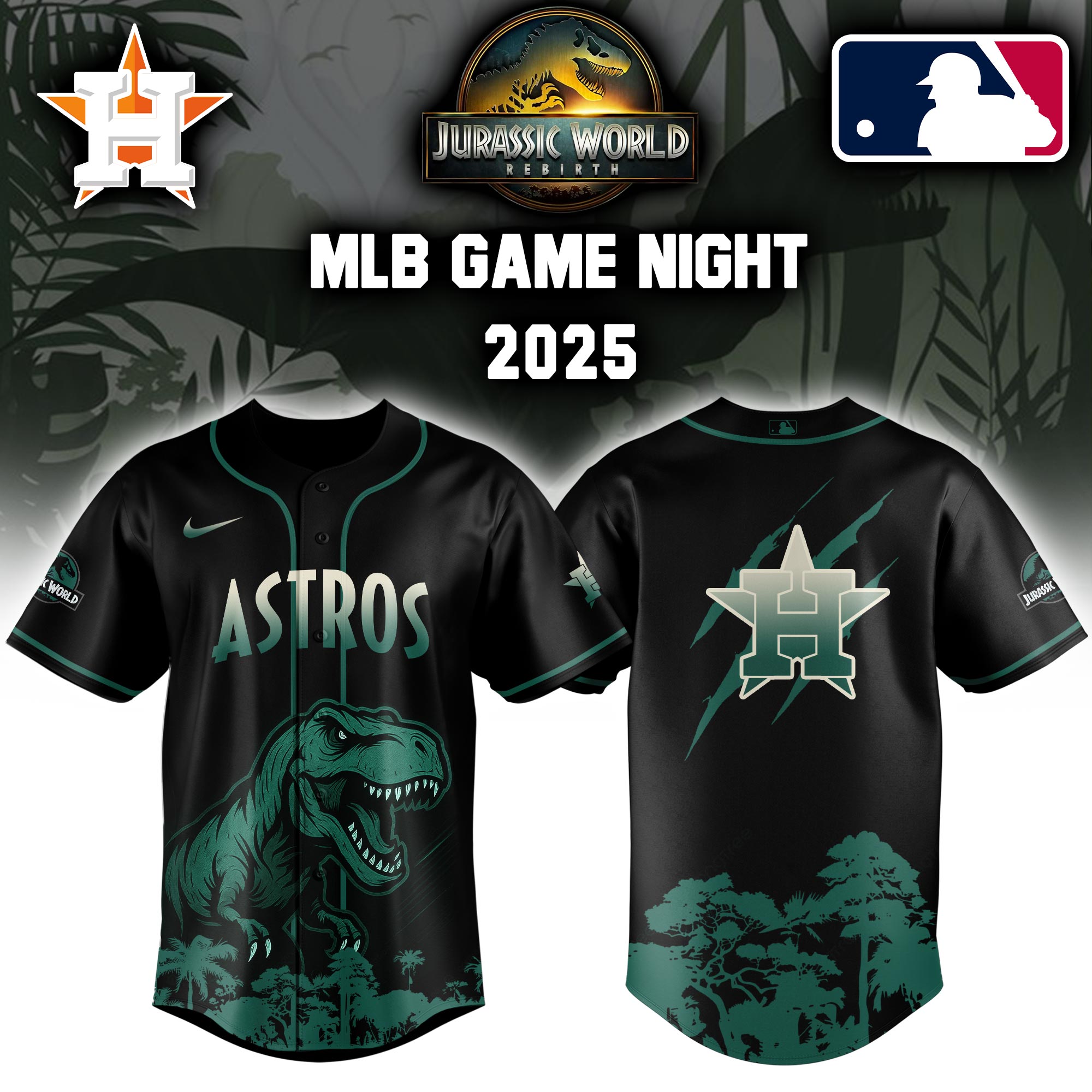 Houston Astros X Jurassic World Baseball Jersey Colab 2025 Editons Limited PT70188