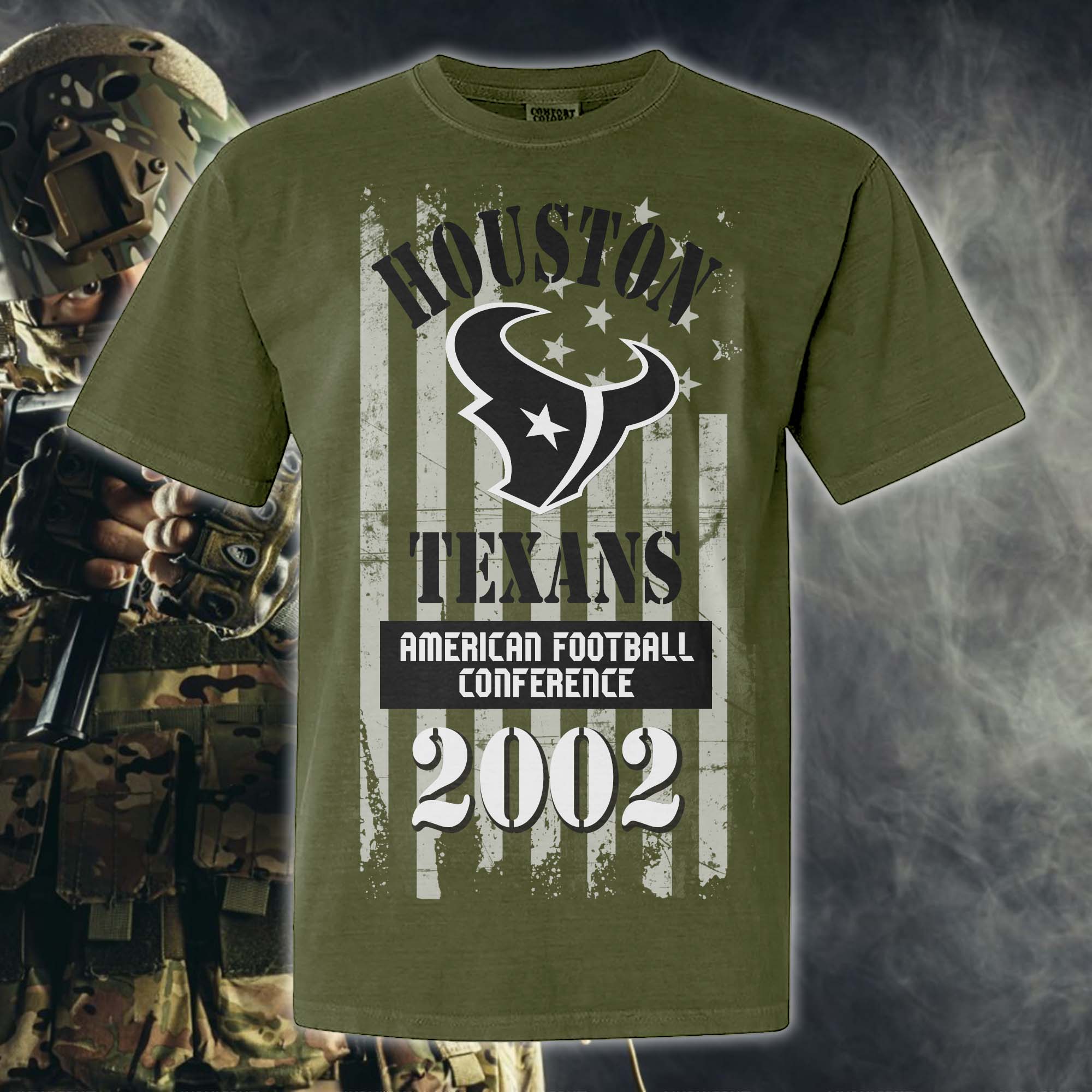 Houston Texans Green Armed Forces NFL T-shirt PT67853