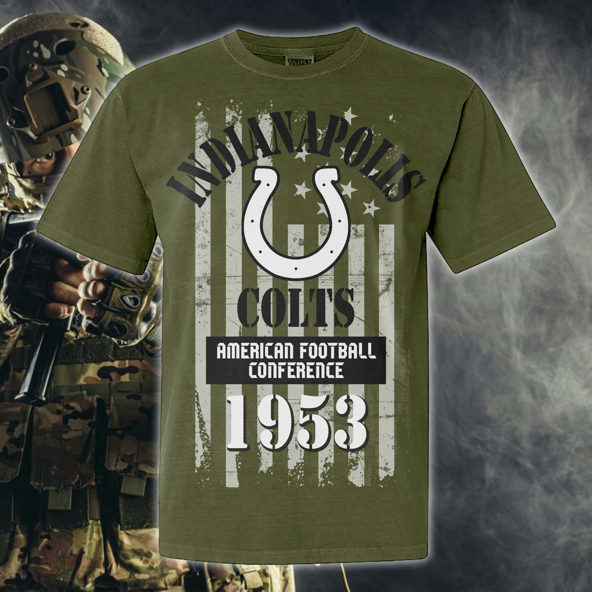 Indianapolis Colts Green Armed Forces NFL T-shirt PT67854