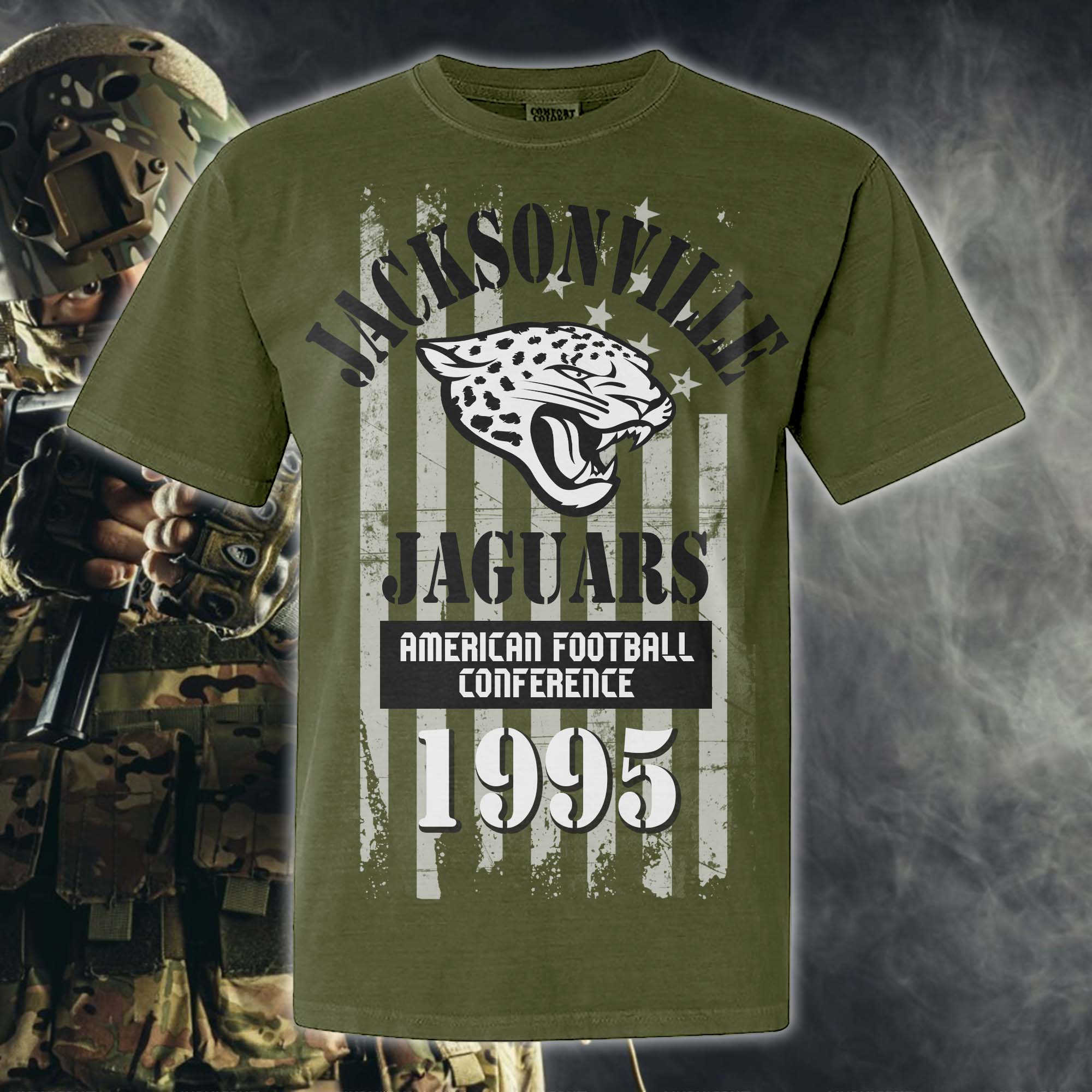 Jacksonville Jaguars Green Armed Forces NFL T-shirt PT67855