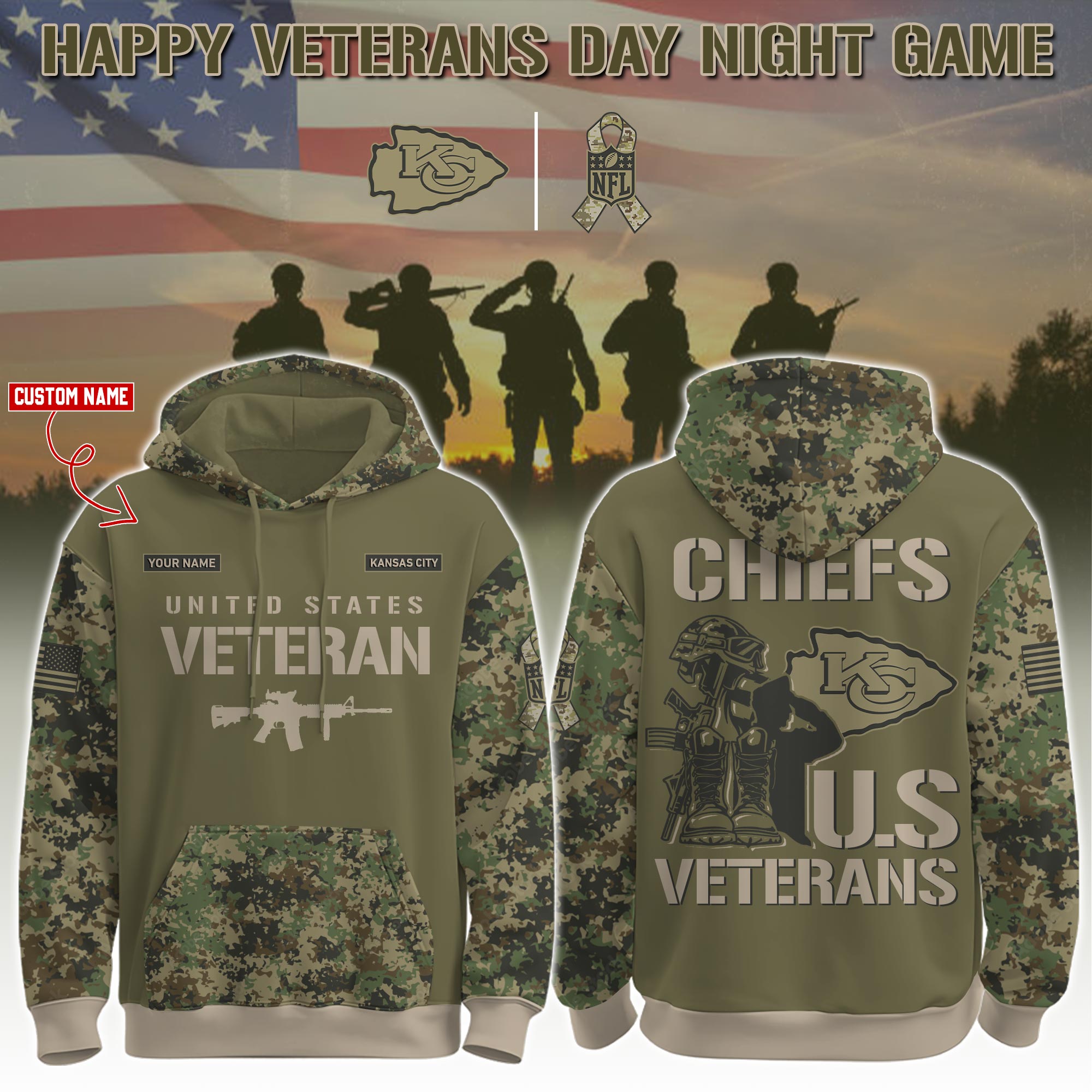 Kansas City Chiefs Veteran Day 2025 Hoodie Limited Edions PT76083
