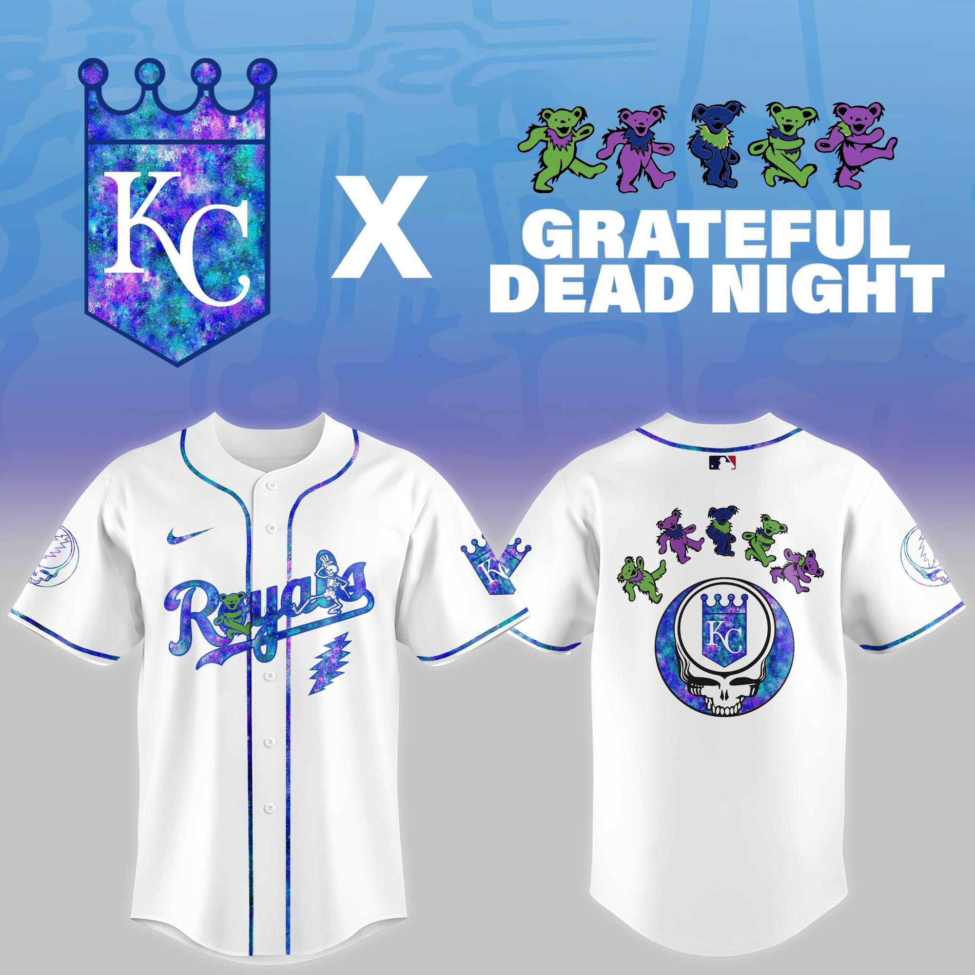 Kansas City Royals 2025 Grateful Dead Night Limited Jersey PT68311