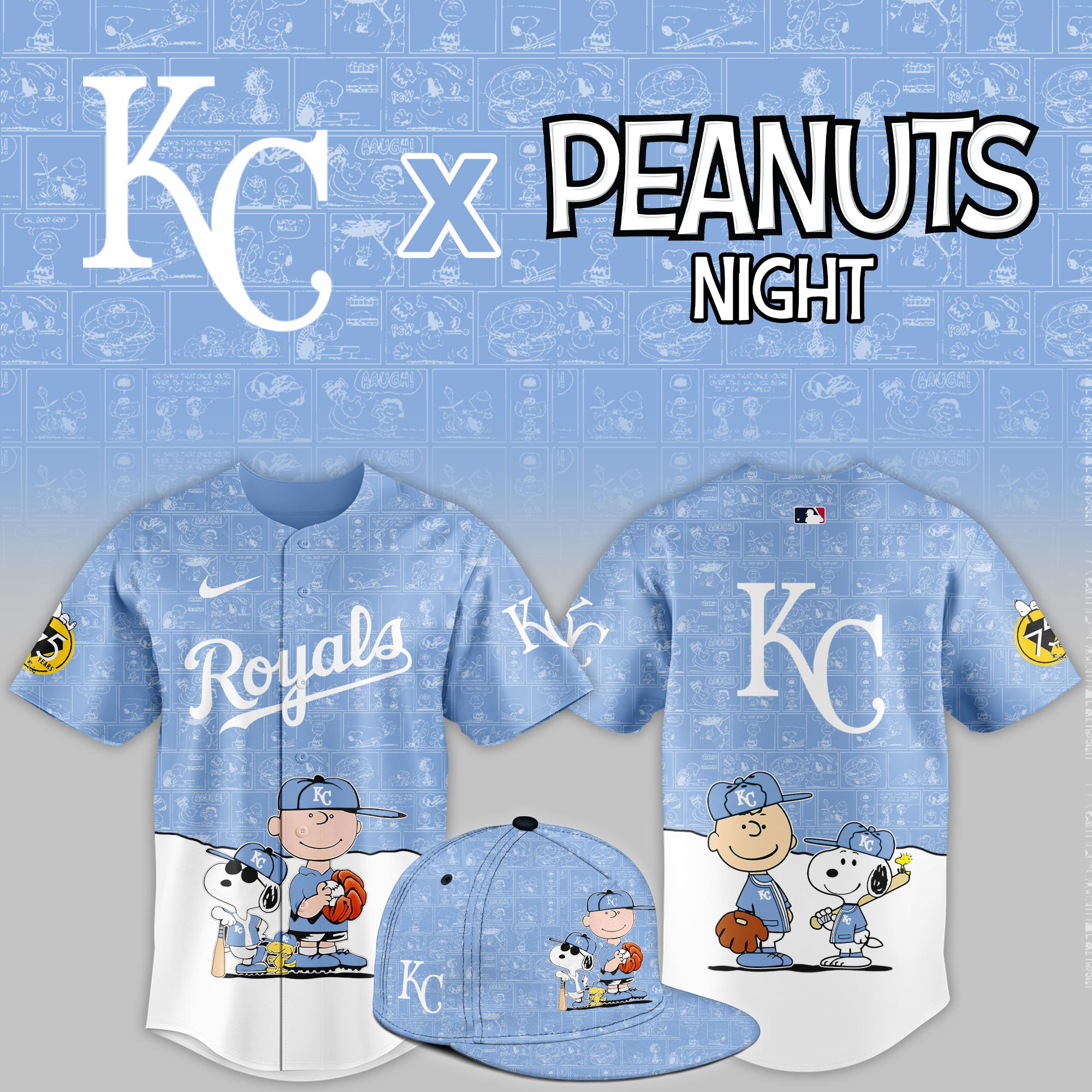 Kansas City Royals 2025 Peanuts Night Limited Jersey PT68382