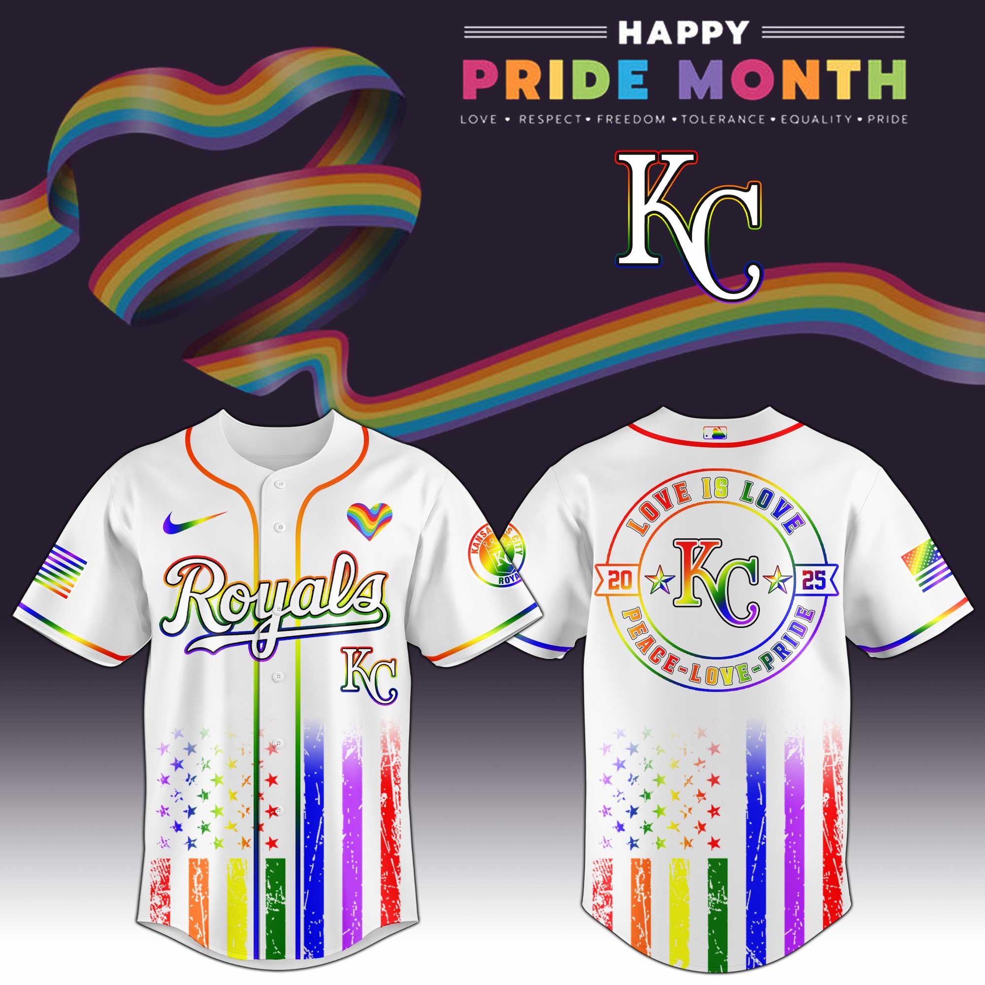 Kansas City Royals Mlb X Happy Pride Month Limited Edition Jersey 2025 PT68136