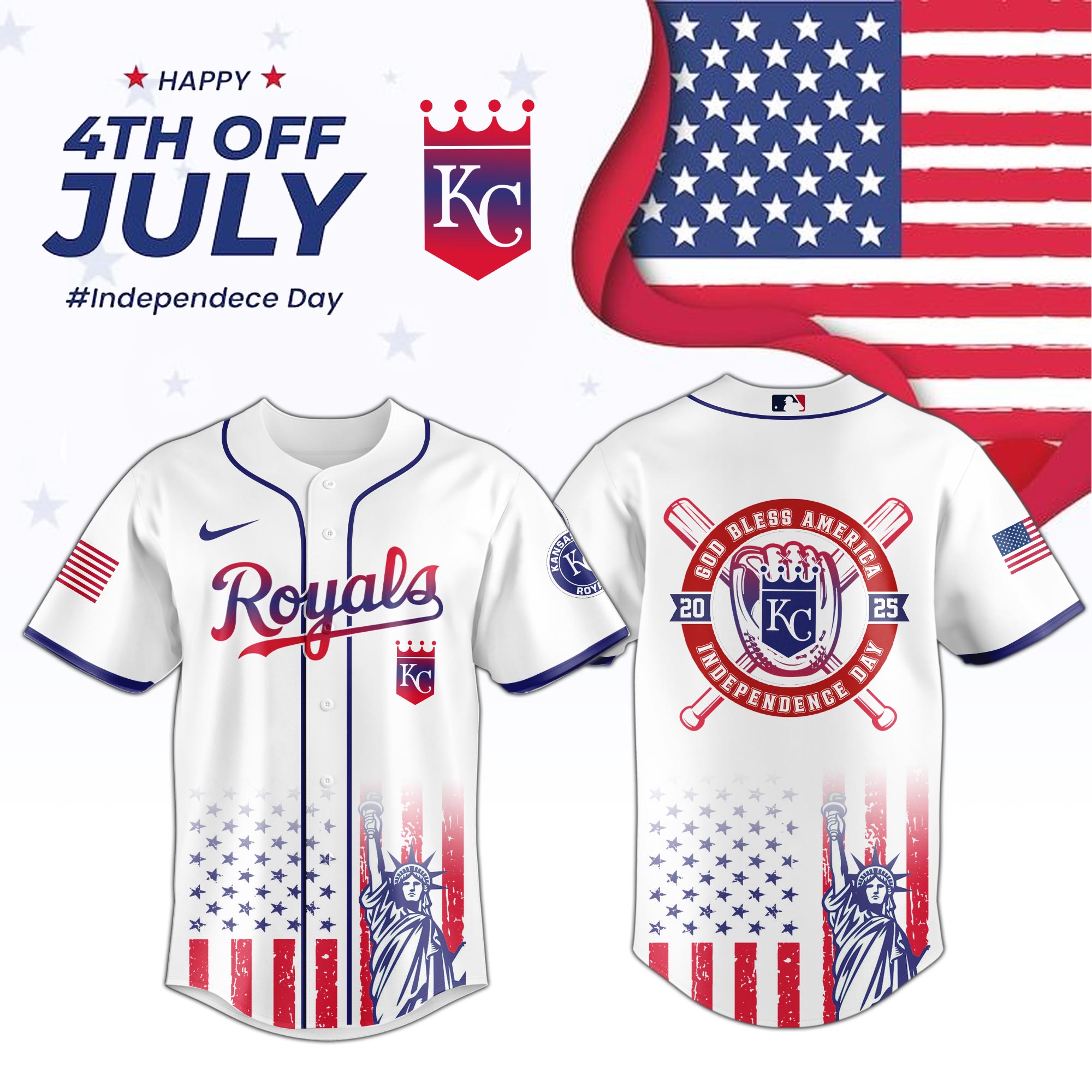 Kansas City Royals Special Independence Day Limited Edition Jersey PT68886