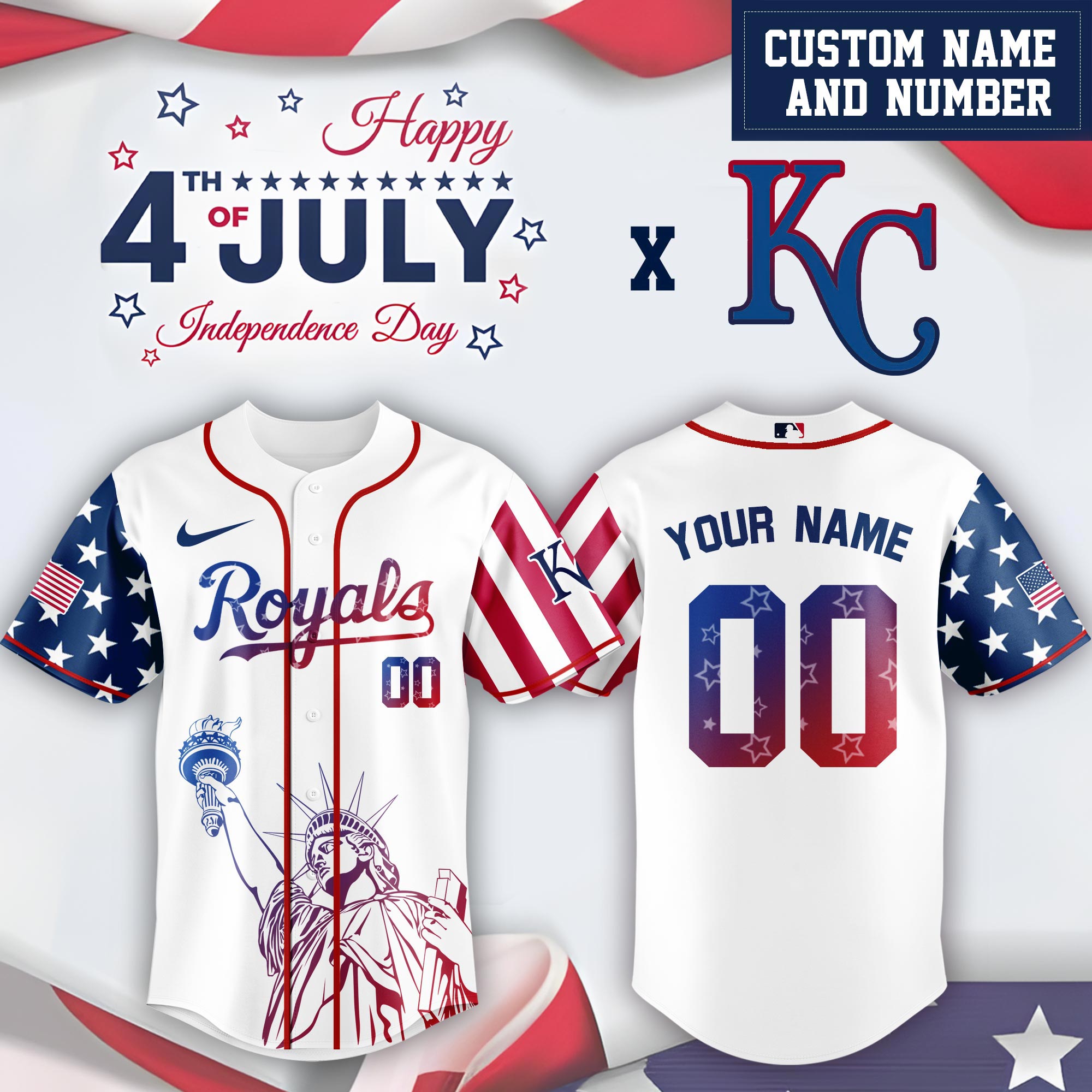 Kansas City Royals Special Independence Day Limited Edition Jersey #2 PT68887