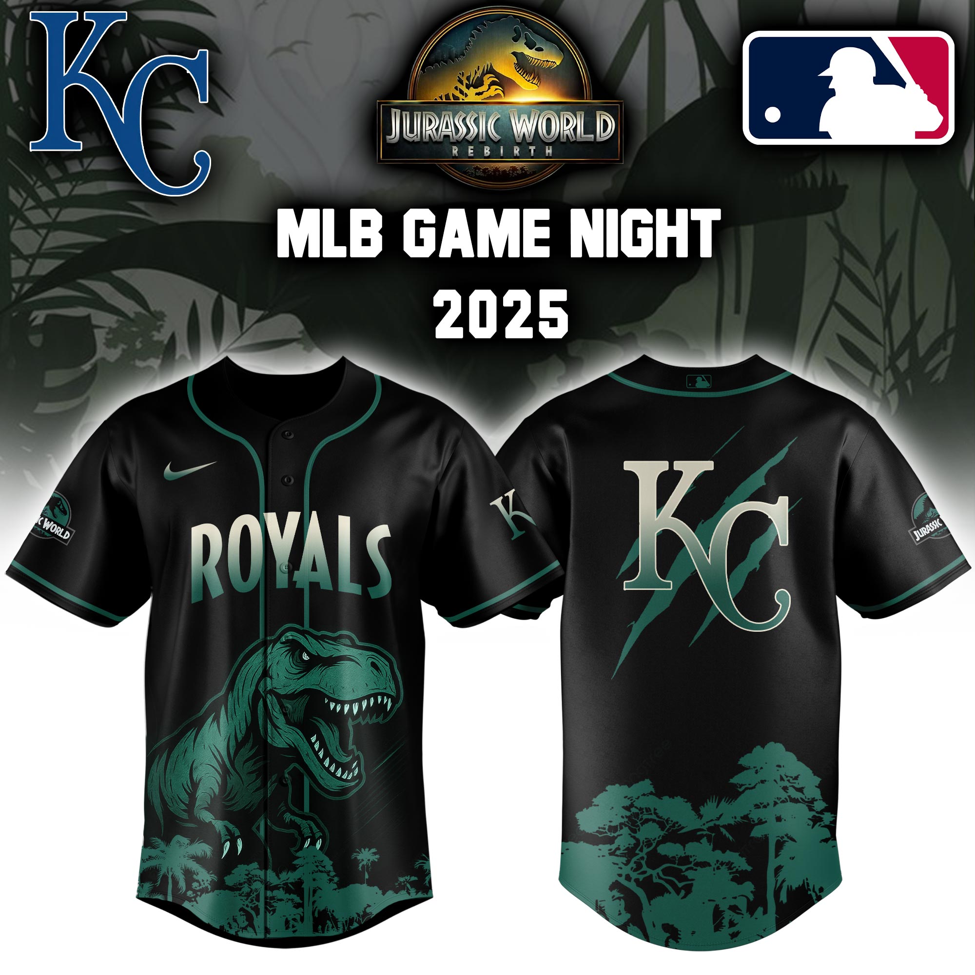 Kansas City Royals X Jurassic World Baseball Jersey Colab 2025 Editons Limited PT70192