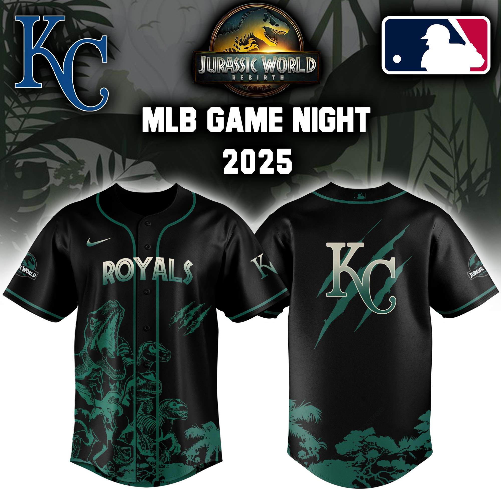 Kansas City Royals X Jurassic World Baseball Jersey Colab 2025 Editons Limited V2 PT70193