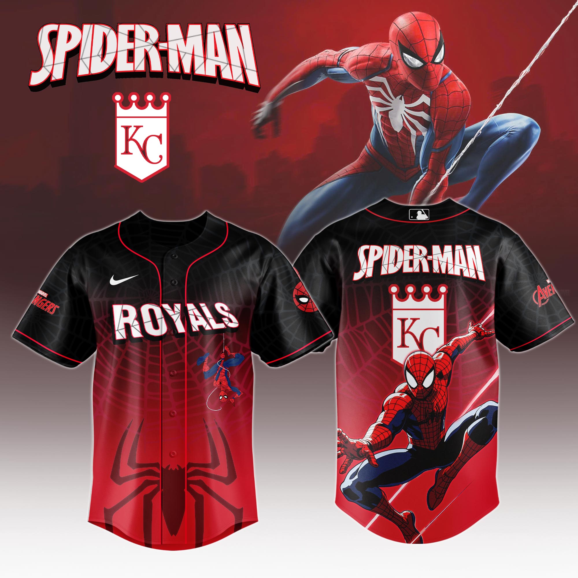 Kansas City Royals X Spider Man Game Night Special Edition Jersey MS06551