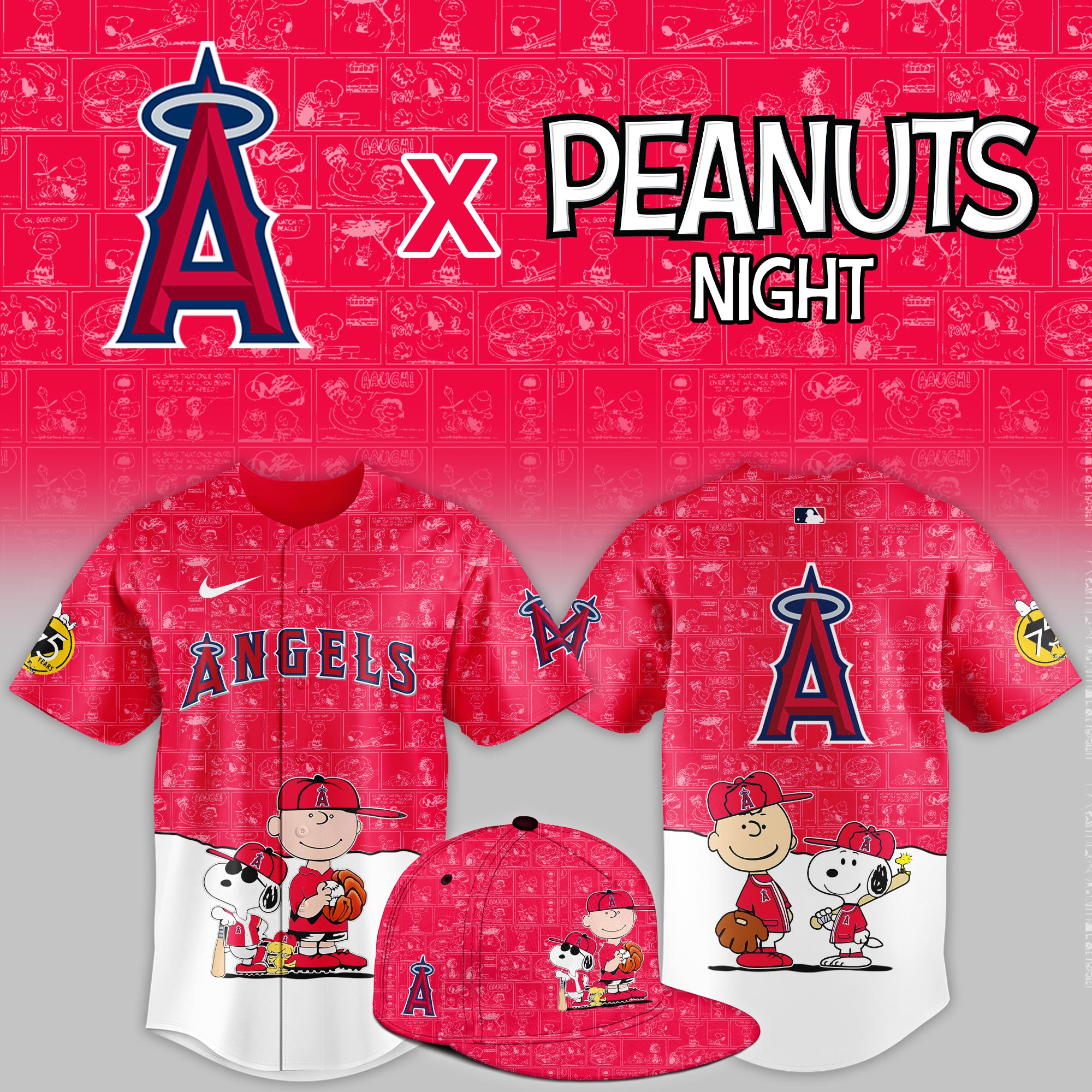 La Angels 2025 Peanuts Night Event Limited Jersey PT68383