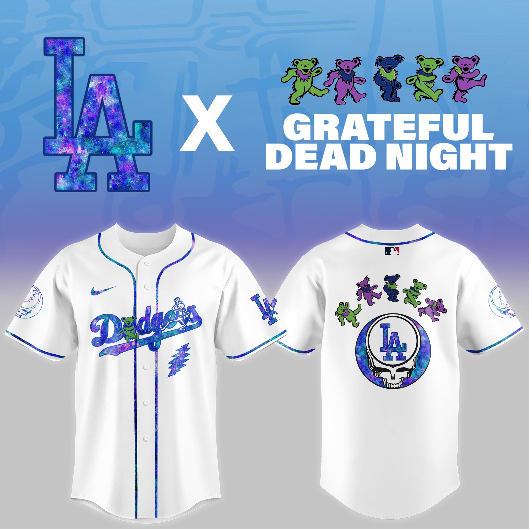 La Dodgers 2025 Grateful Dead Night Limited Jersey PT68312