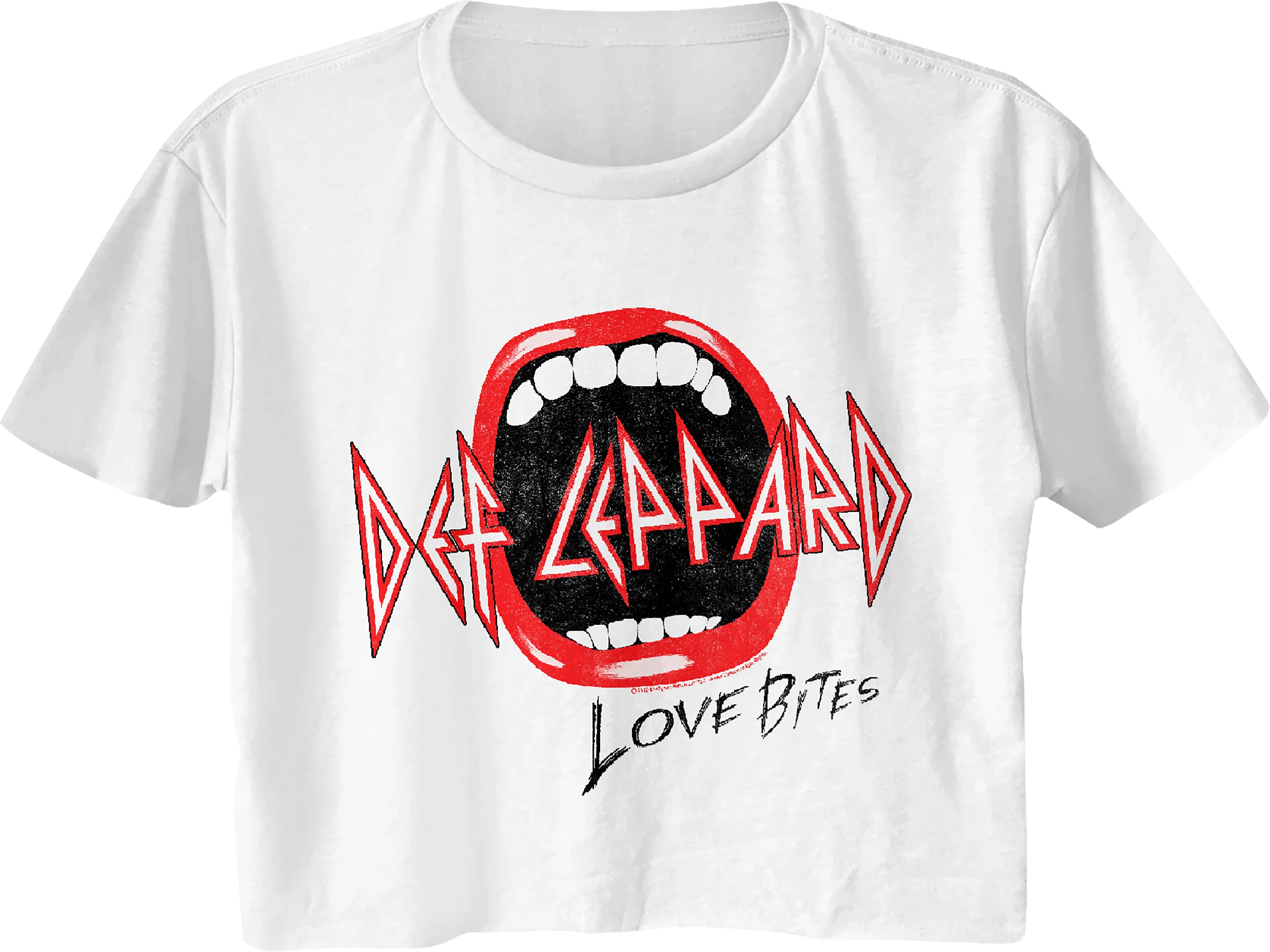 Ladies Distressed Love Bites Def Leppard Crop Top MS02455