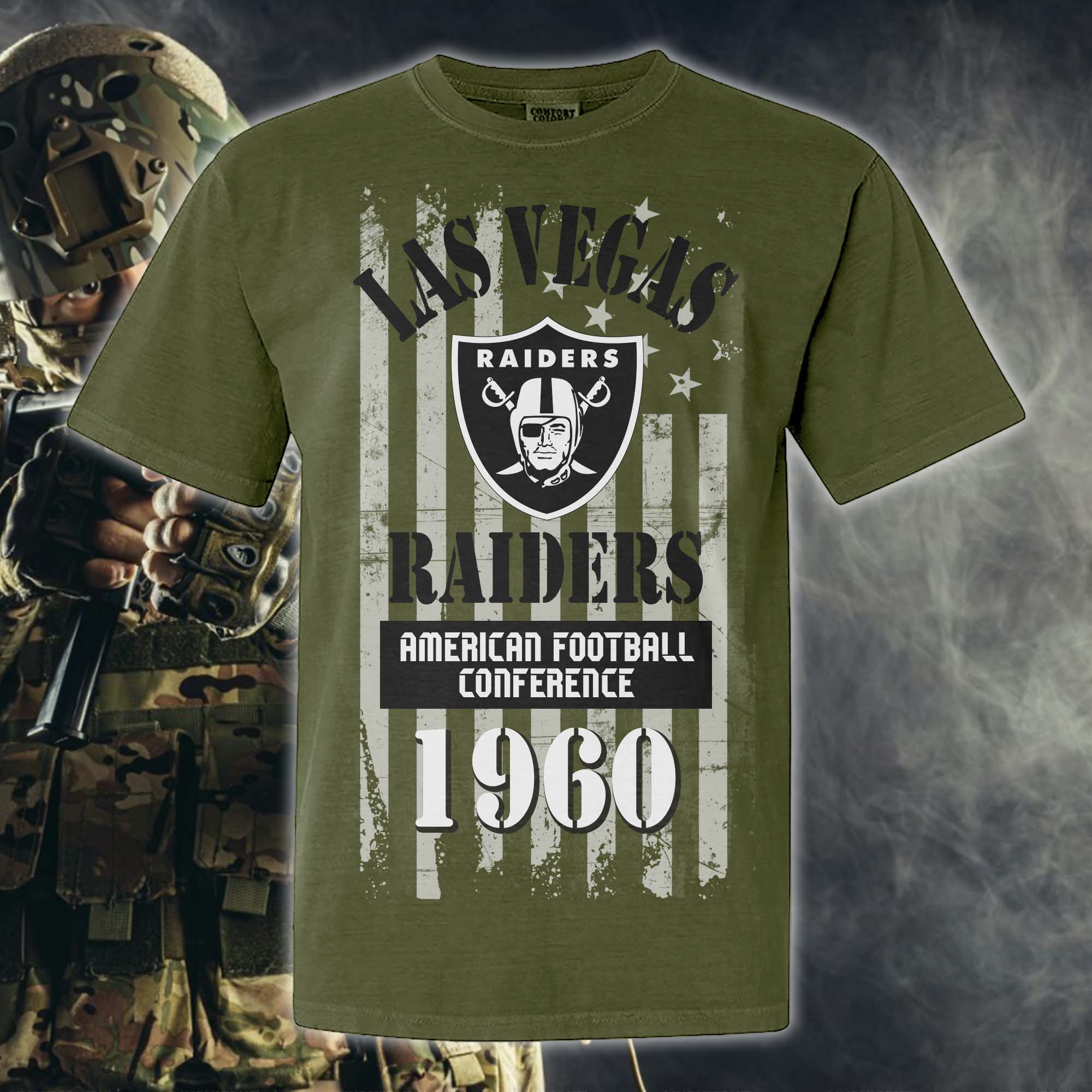 Las Vegas Raiders Green Armed Forces NFL T-shirt PT67857