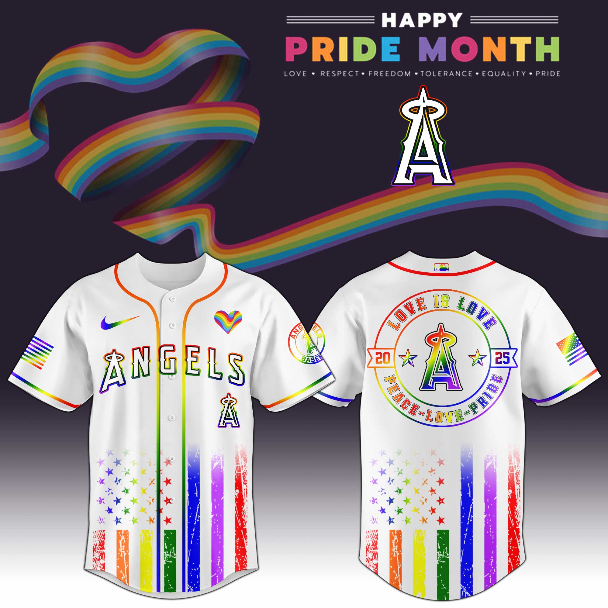 Los Angeles Angels Mlb X Happy Pride Month Limited Edition Jersey 2025 PT68137